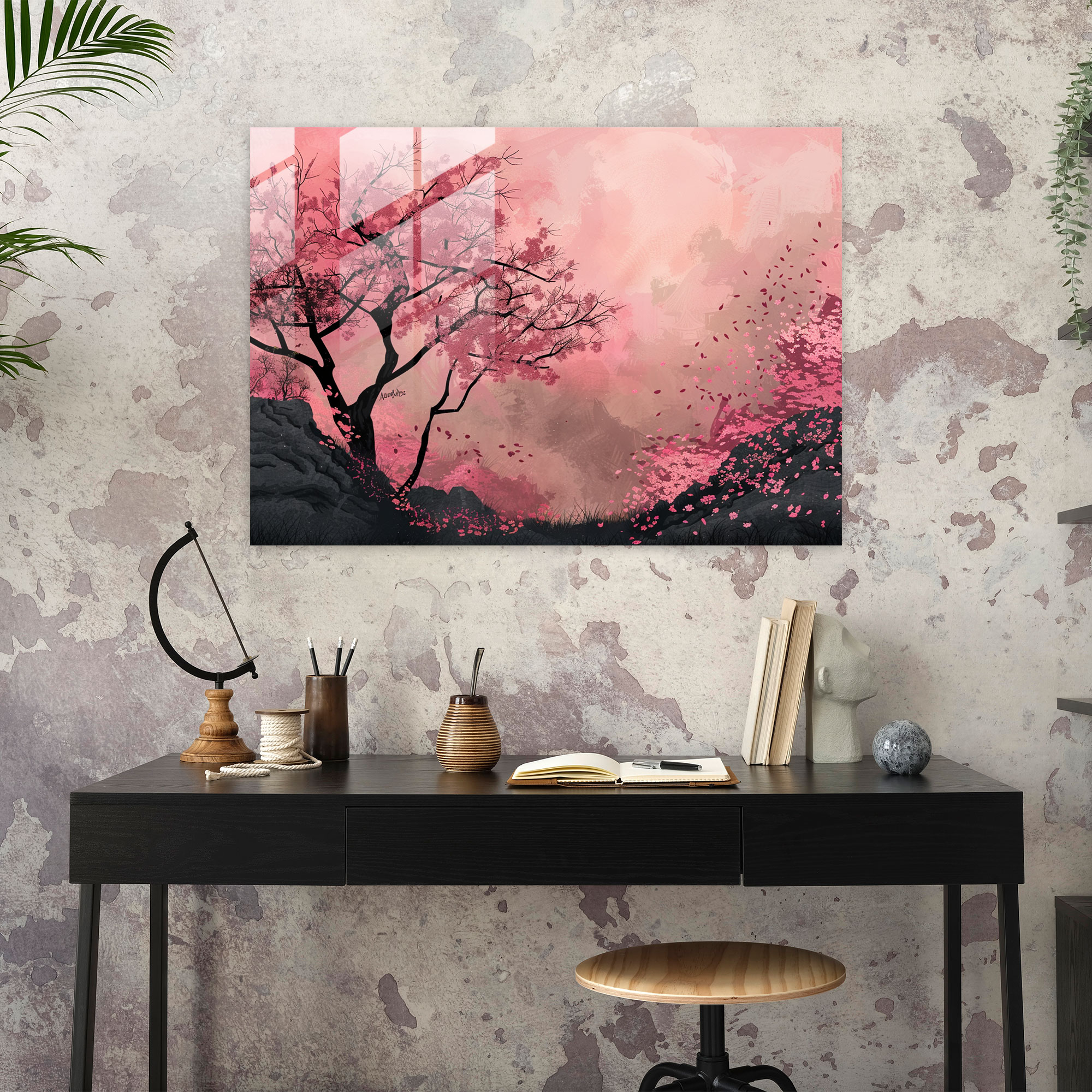 Vincent Van Gogh Wall Decoration - Cherry Blossom Trees - Vincent Van Gogh, Glass Wall Art, Vincent Van Gogh, Modern Art