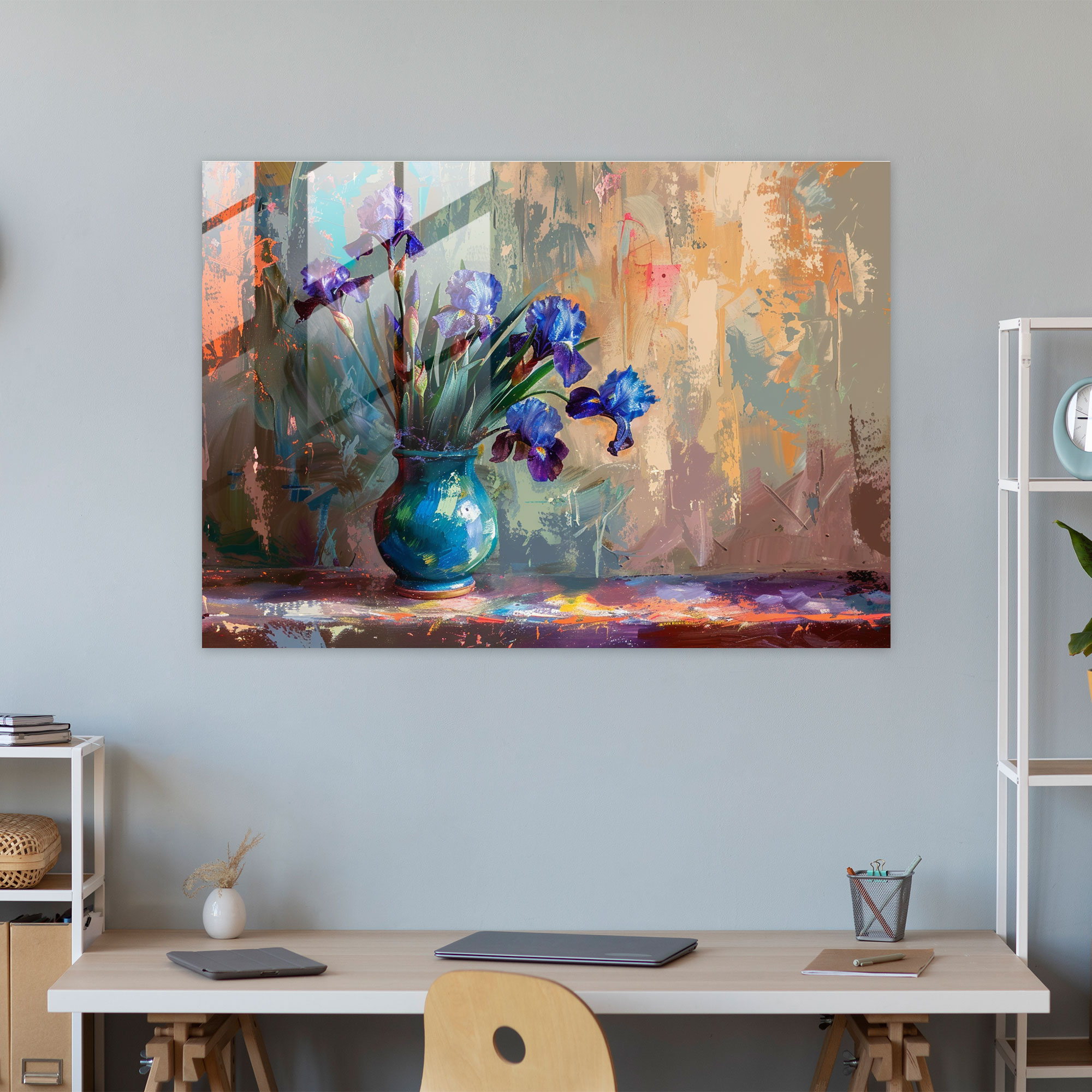 Vincent Van Gogh Glass Wall Art - Irises In A Vase - Vincent Van Gogh, Modern Art, Glass Wall Art, Home Decoration