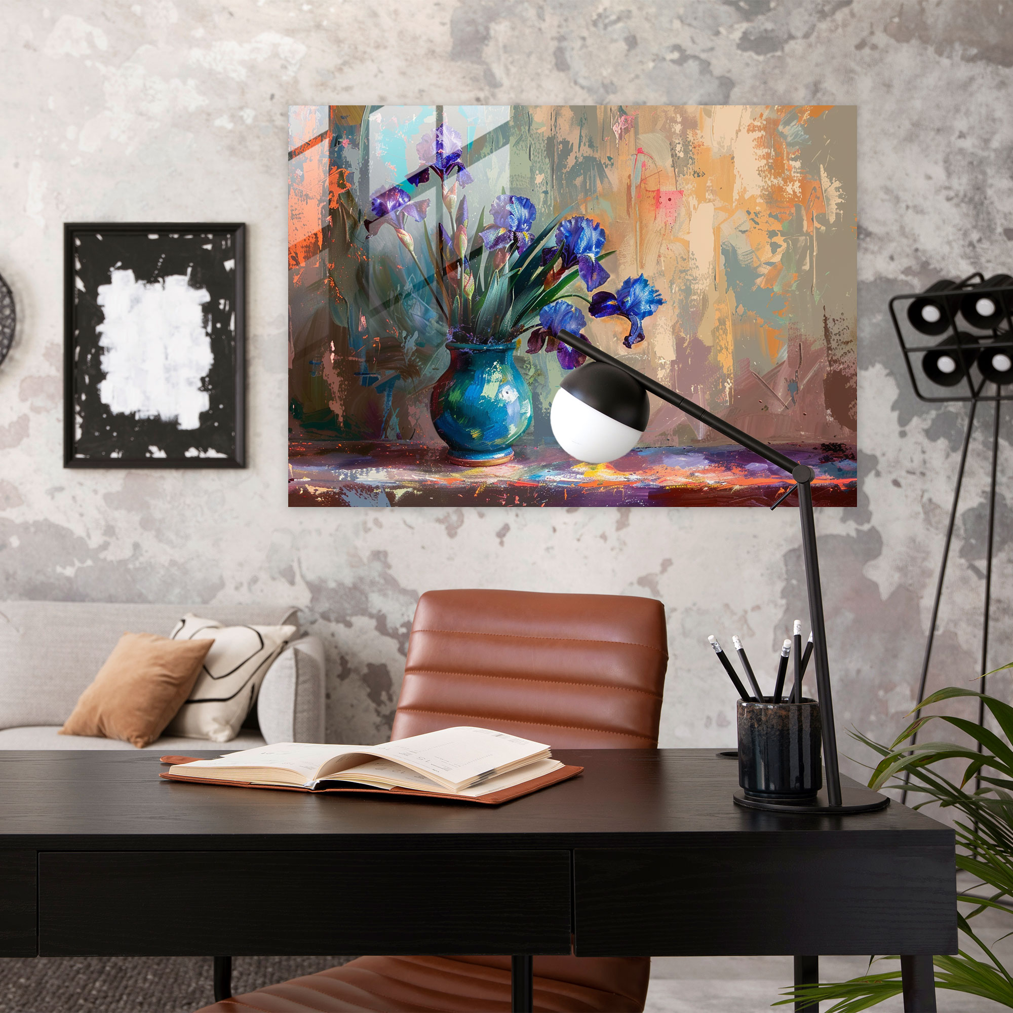 Vincent Van Gogh Glass Wall Art - Irises In A Vase - Vincent Van Gogh, Modern Art, Glass Wall Art, Home Decoration