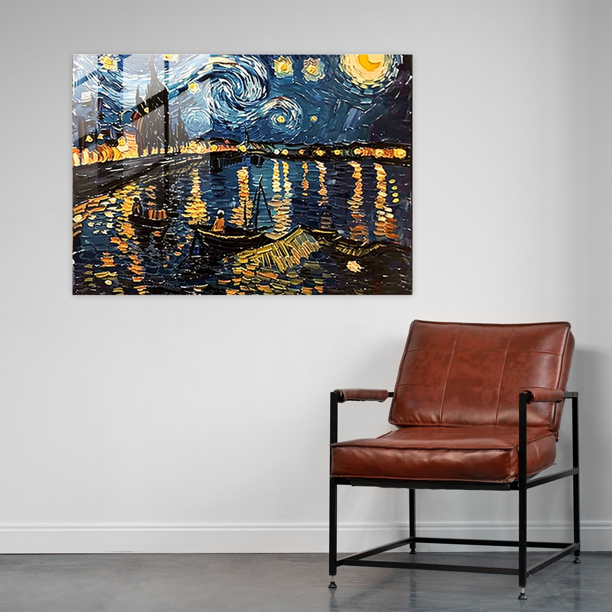 Vincent Van Gogh Glass Print: Starry Night Over The Rhone, 16X20 - Vincent Van Gogh, Glass Print, Glass Wall Art, Vincent Van Gogh