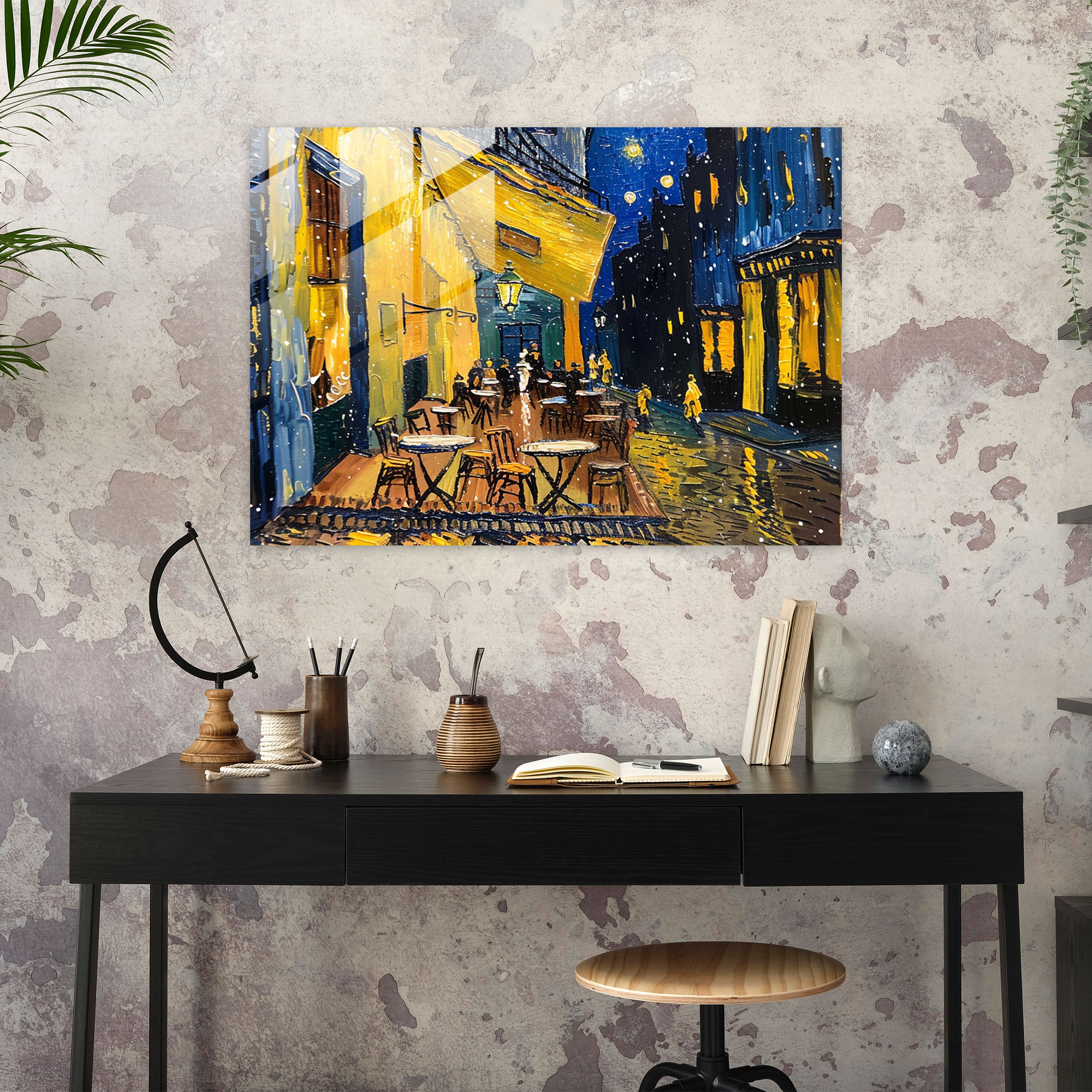 Vincent Van Gogh Home Decoration: Cafe Terrace At Night, 12X18 - Vincent Van Gogh, Wall Decoration, Modern Art, Glass Print