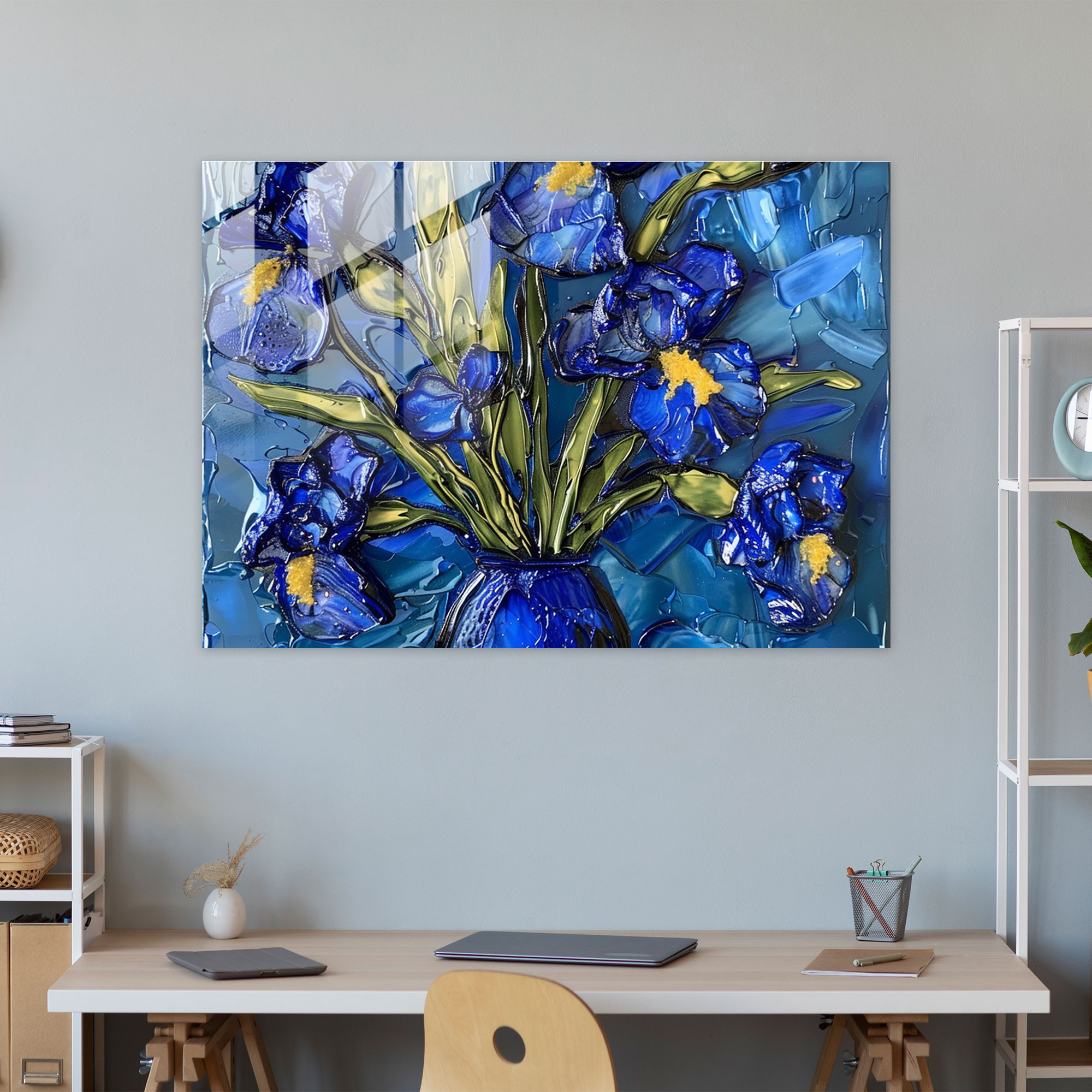 Vincent Van Gogh Glass Art: Irises, 18X24 - Vincent Van Gogh, Home Decoration, Glass Print, Modern Art