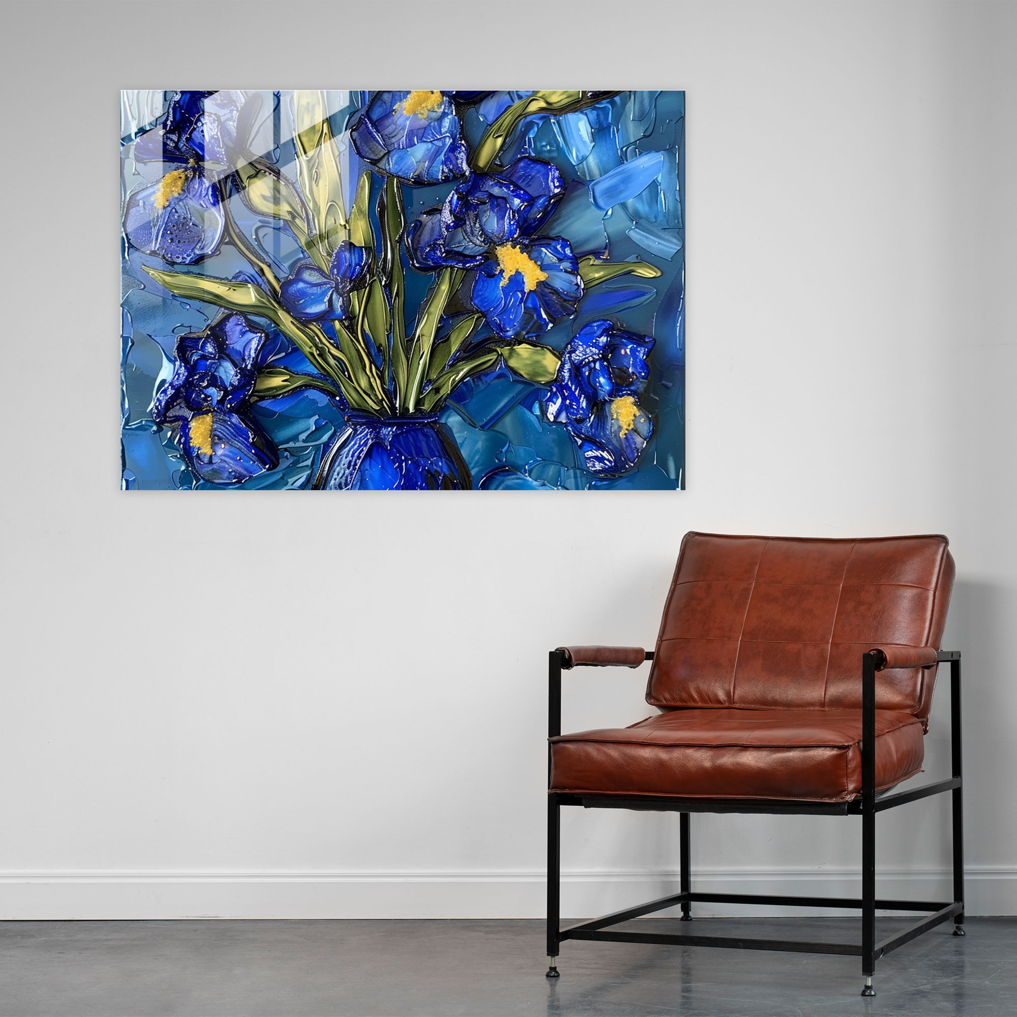 Vincent Van Gogh Glass Art: Irises, 18X24 - Vincent Van Gogh, Home Decoration, Glass Print, Modern Art