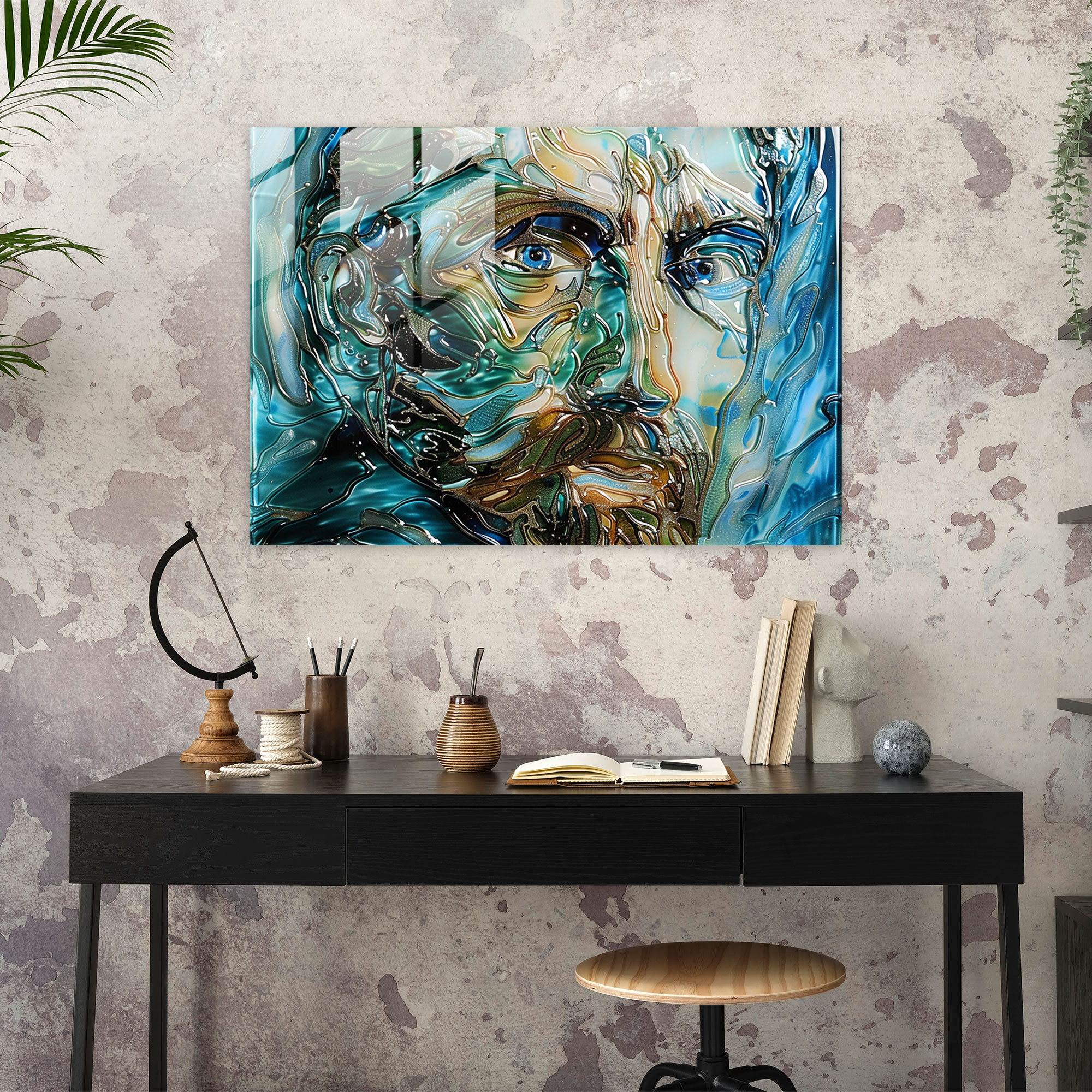Vincent Van Gogh Home Decoration: Self-Portrait, 12X16 - Vincent Van Gogh, Glass Art, Home Decoration, Wall Decoration