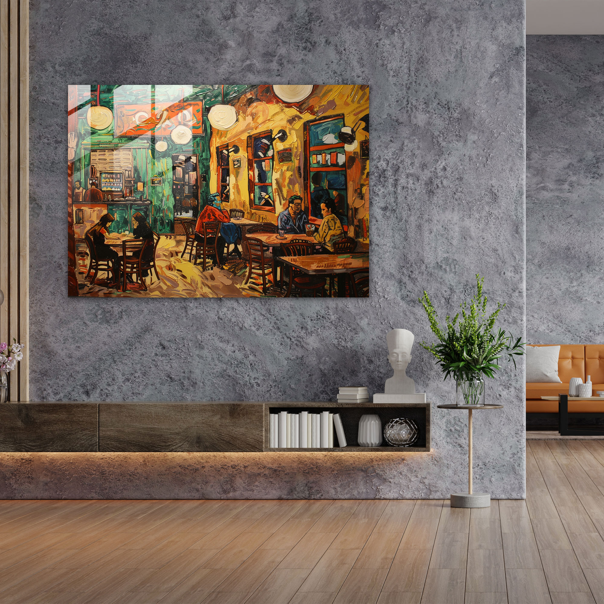 Vincent Van Gogh Glass Print - Café Scene - Vincent Van Gogh, Glass Art, Glass Print, Café Scene