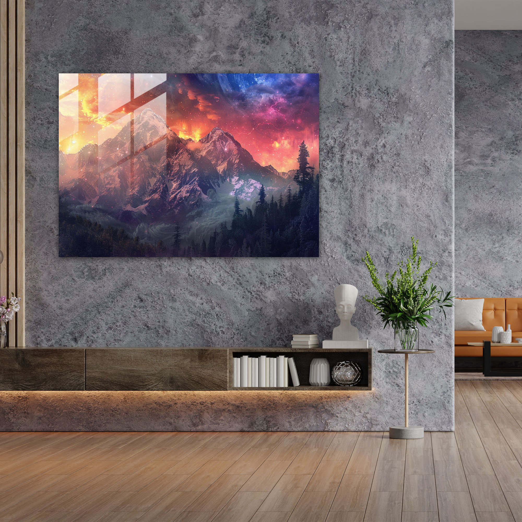 Vincent Van Gogh Glass Print - Mountains - Vincent Van Gogh, Wall Decoration, Glass Art, Glass Wall Art
