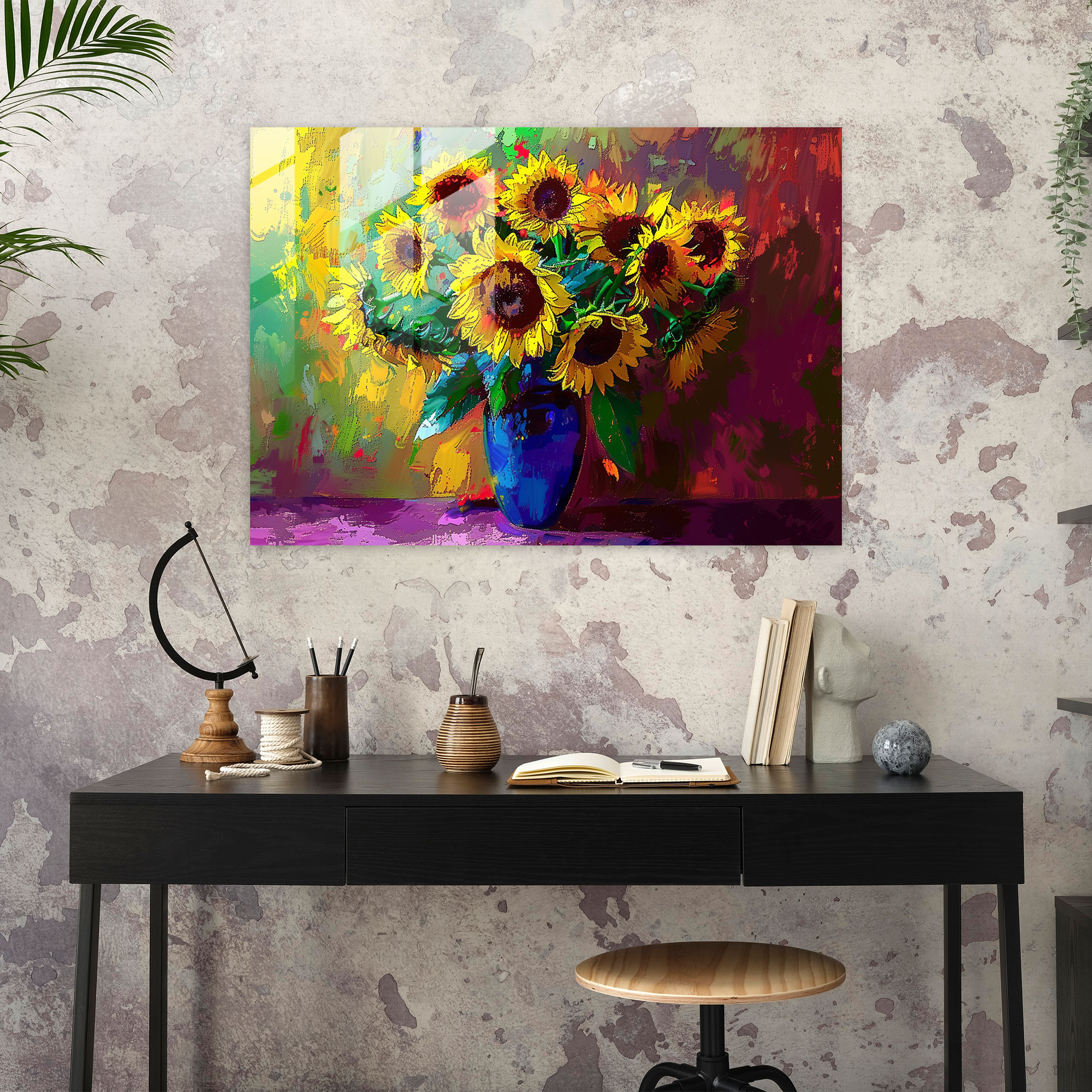Vincent Van Gogh Glass Wall Art - Vibrant Sunflowers - Vincent Van Gogh, Modern Art, Vibrant Colors, Vincent Van Gogh