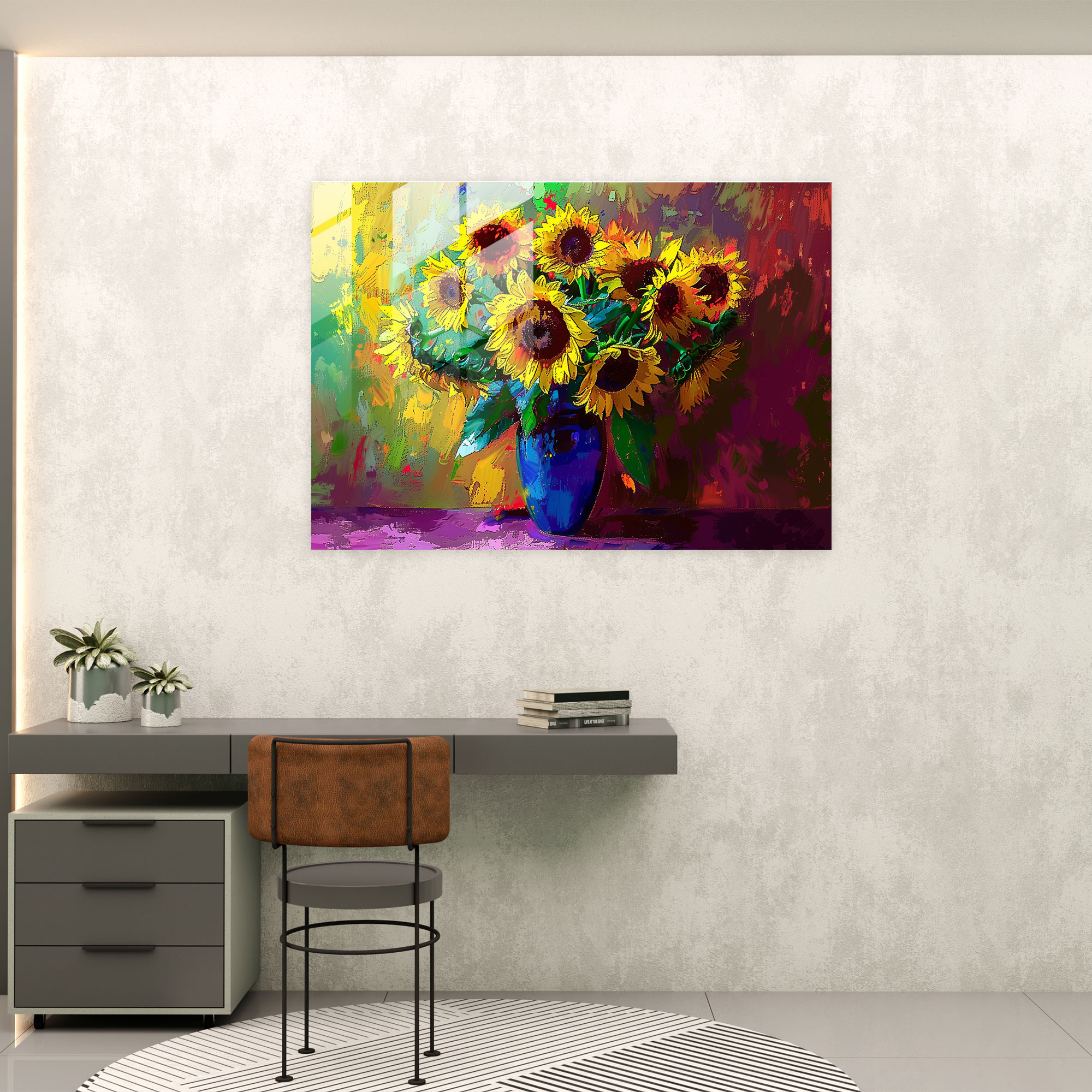 Vincent Van Gogh Glass Wall Art - Vibrant Sunflowers - Vincent Van Gogh, Modern Art, Vibrant Colors, Vincent Van Gogh
