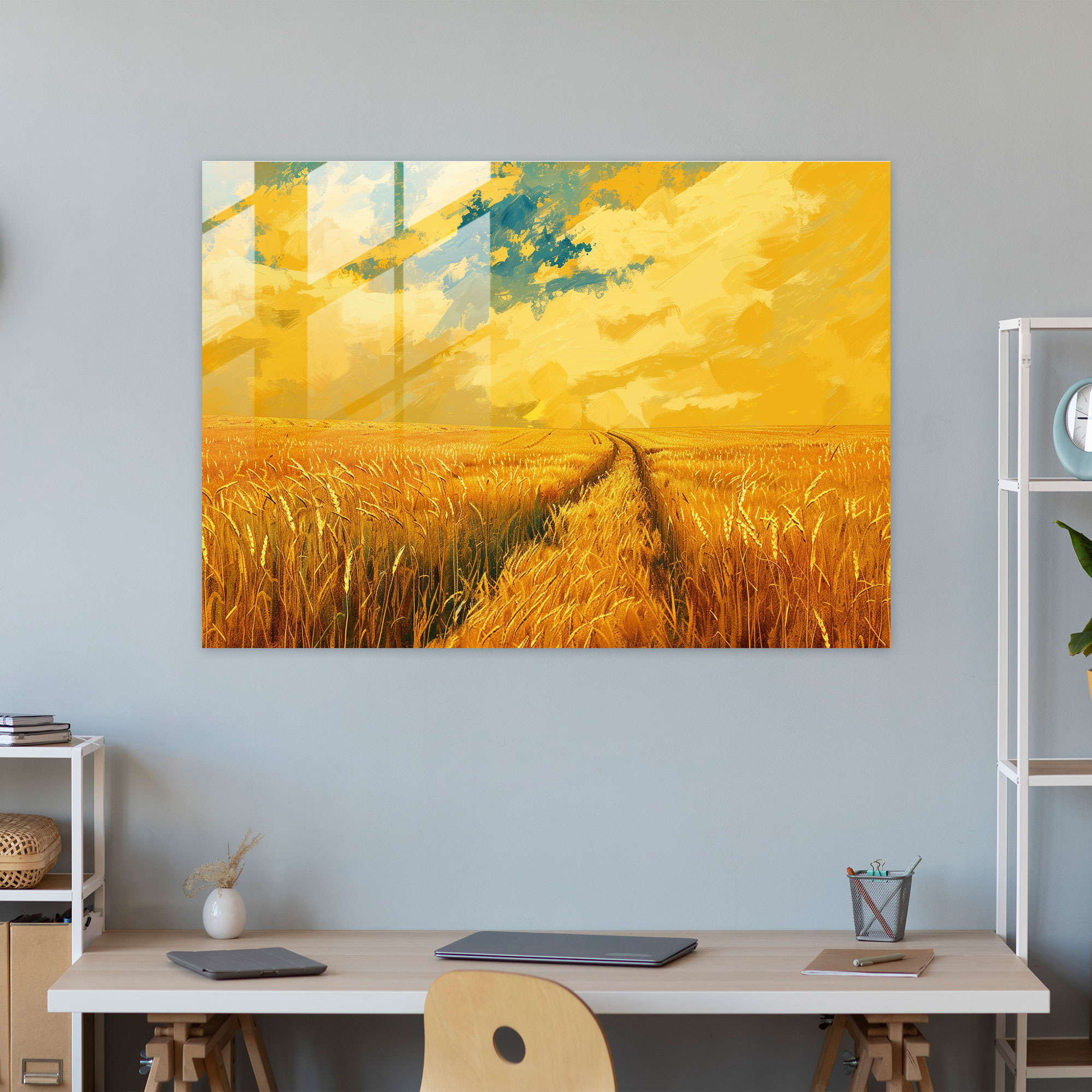 Vincent Van Gogh Home Decoration - Bright Wheat Field - Vincent Van Gogh, Vincent Van Gogh, Bright Yellow Sky, Modern Art