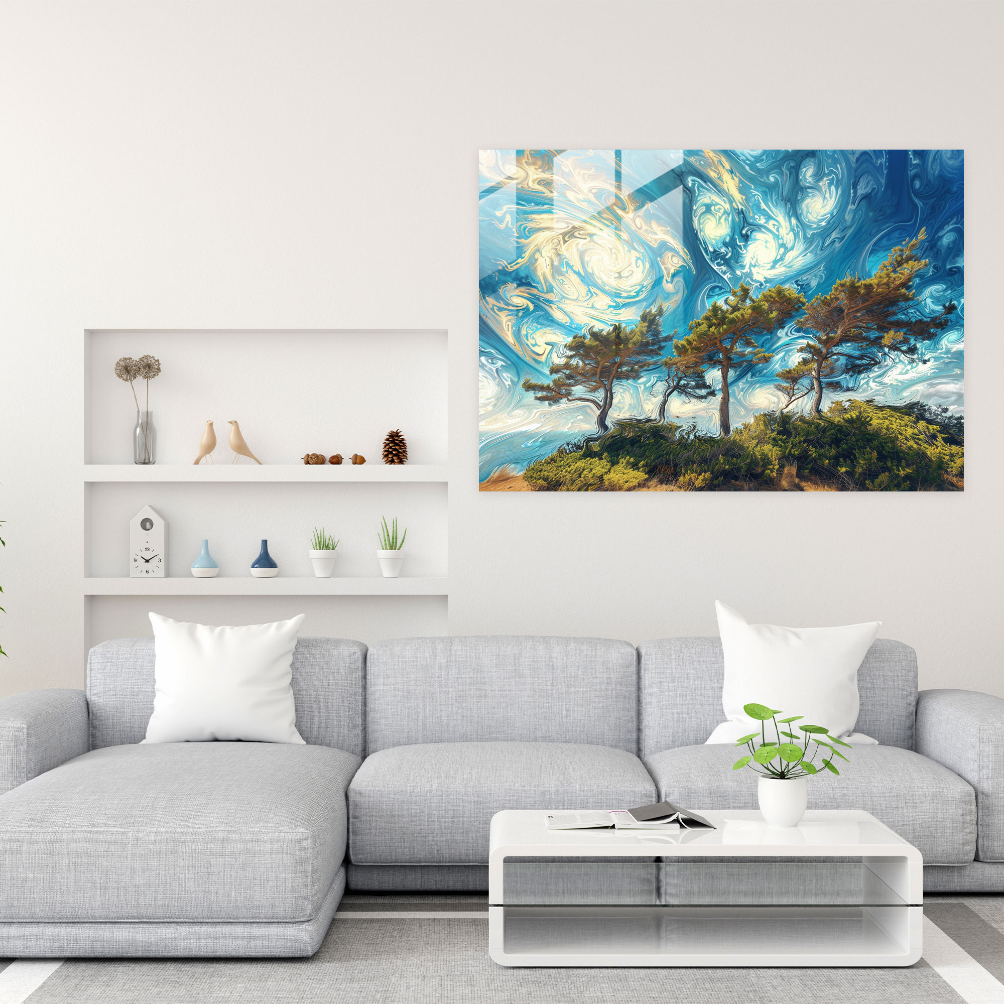 Vincent Van Gogh Glass Art - Swirling Cypress Trees - Vincent Van Gogh, Home Decoration, Glass Wall Art, Glass Print