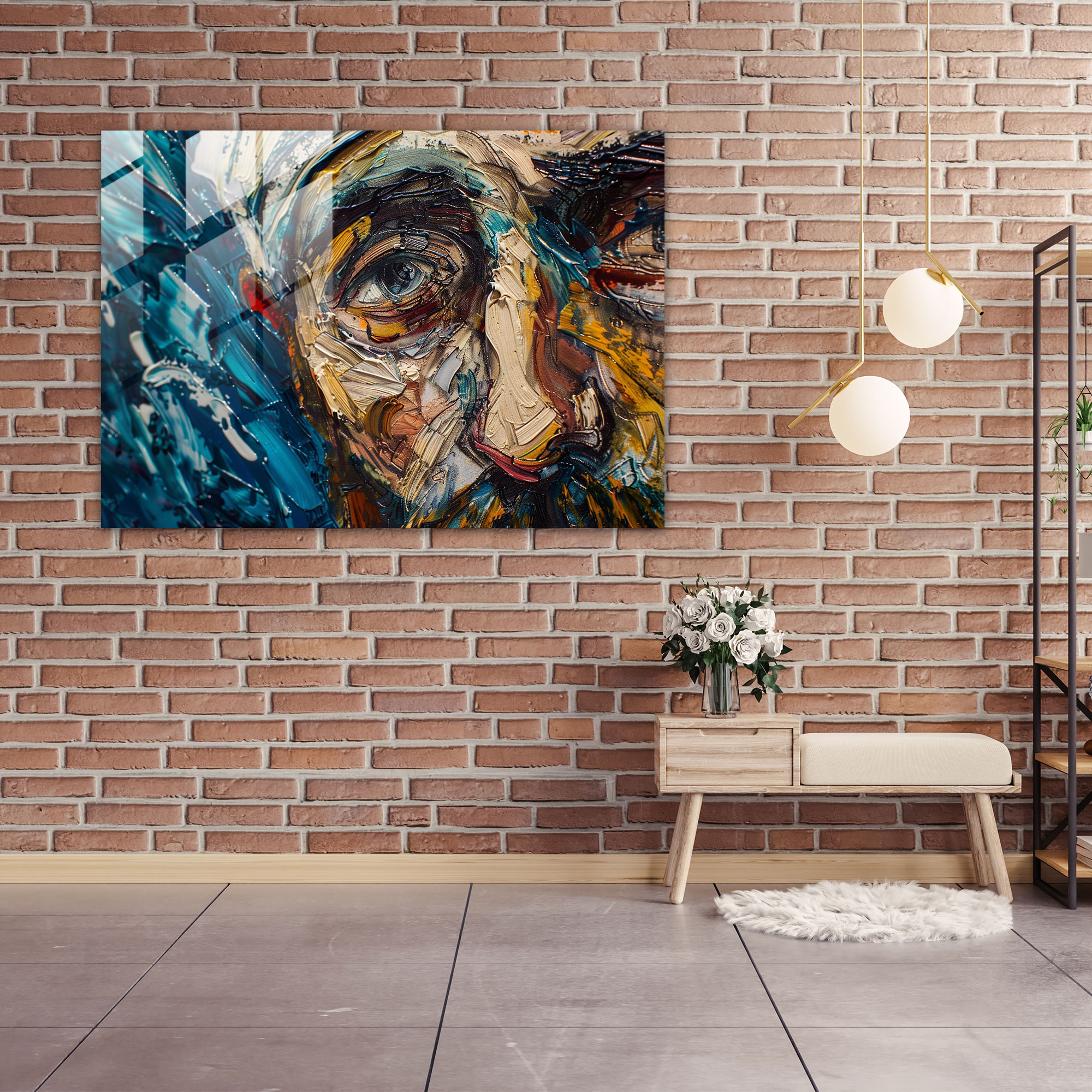 Vincent Van Gogh Modern Art - Intense Self-Portrait - Vincent Van Gogh, Home Decoration, Glass Art, Self-Portrait
