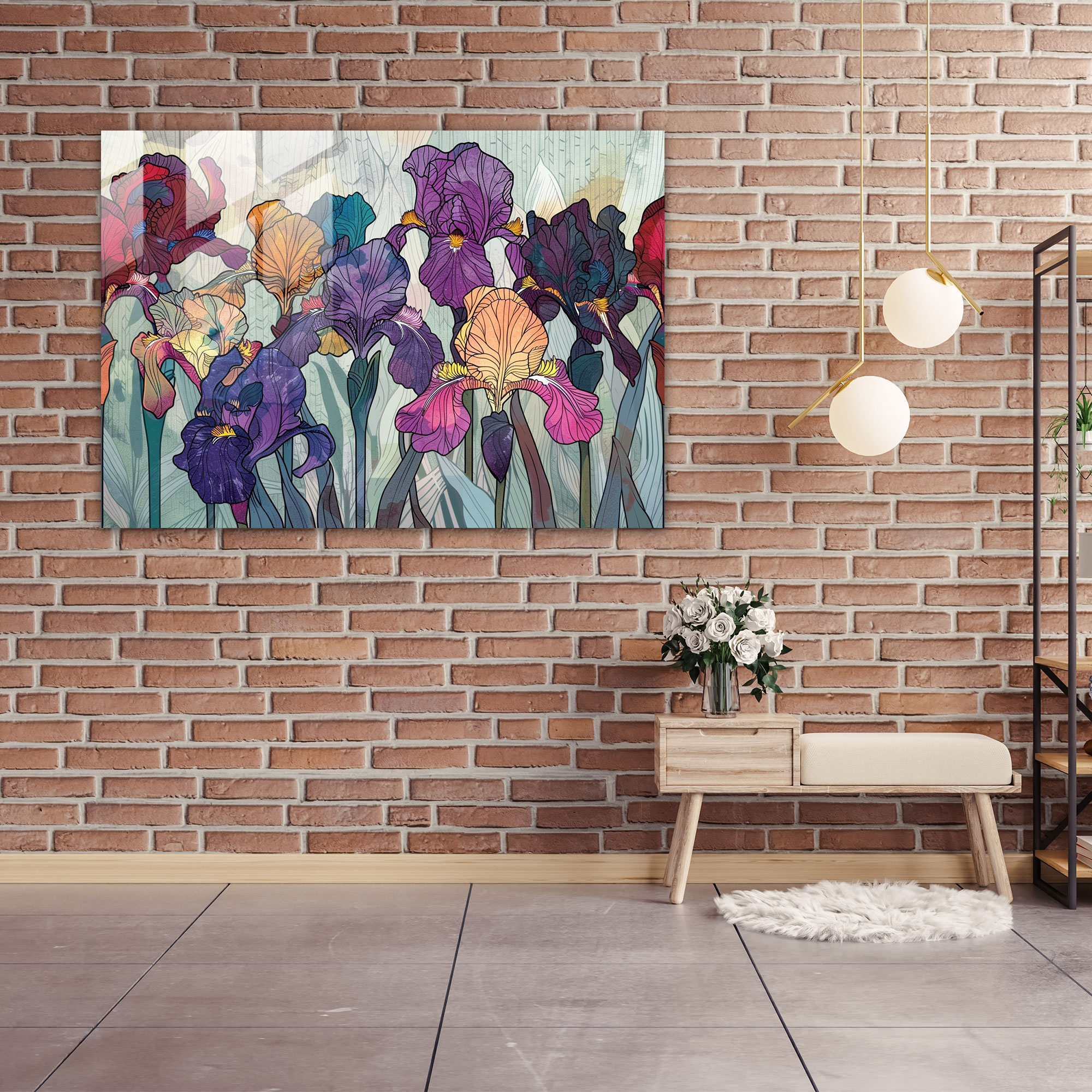 Vincent Van Gogh Glass Print - Intricate Irises - Vincent Van Gogh, Various Shades, Glass Wall Art, Irises