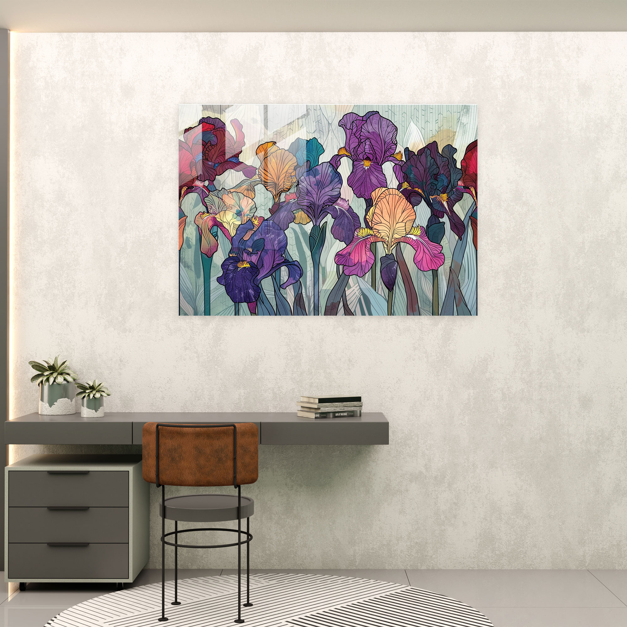 Vincent Van Gogh Glass Print - Intricate Irises - Vincent Van Gogh, Various Shades, Glass Wall Art, Irises