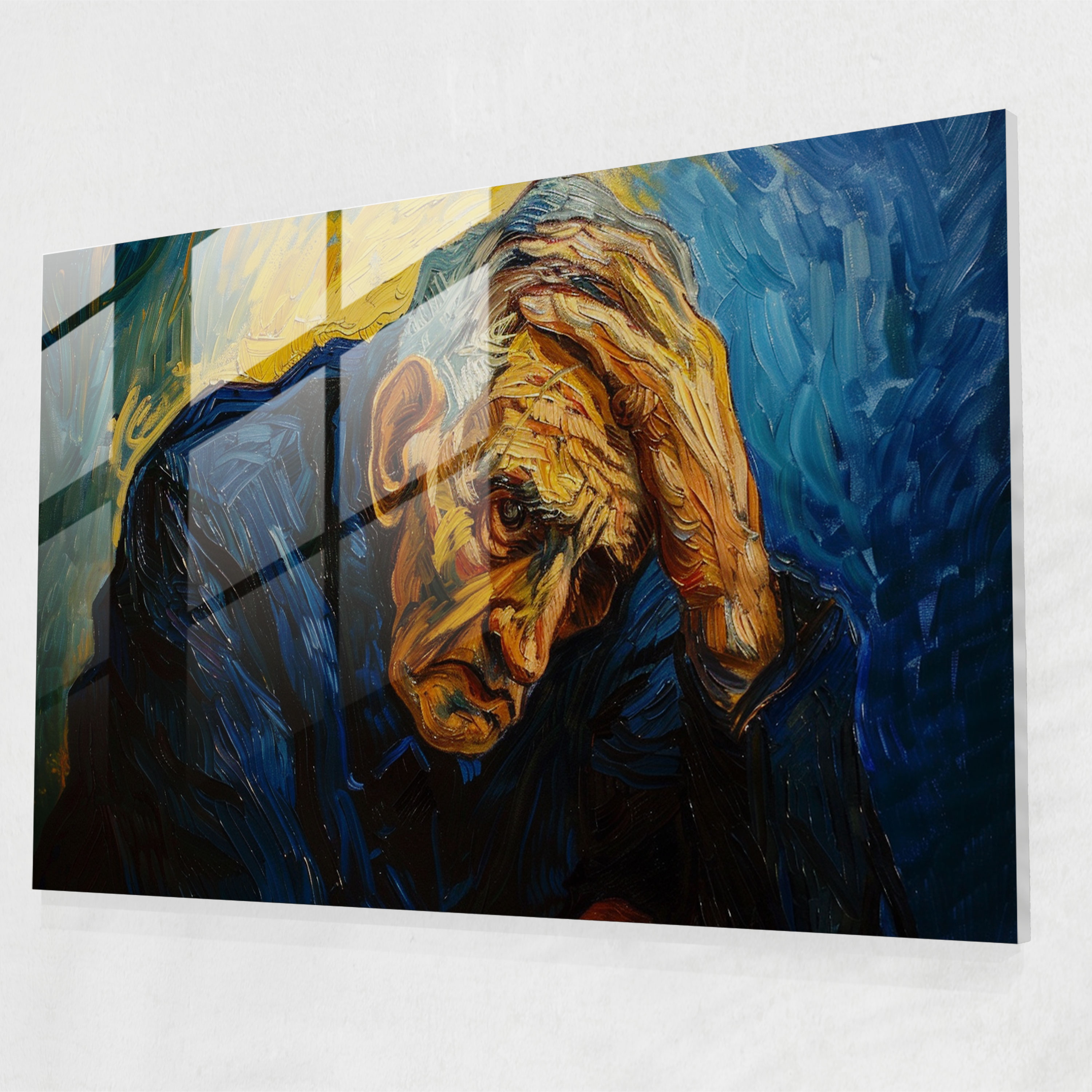 Vincent Van Gogh Glass Wall Art - Emotional Old Man - Vincent Van Gogh, Vincent Van Gogh, Glass Print, Modern Art
