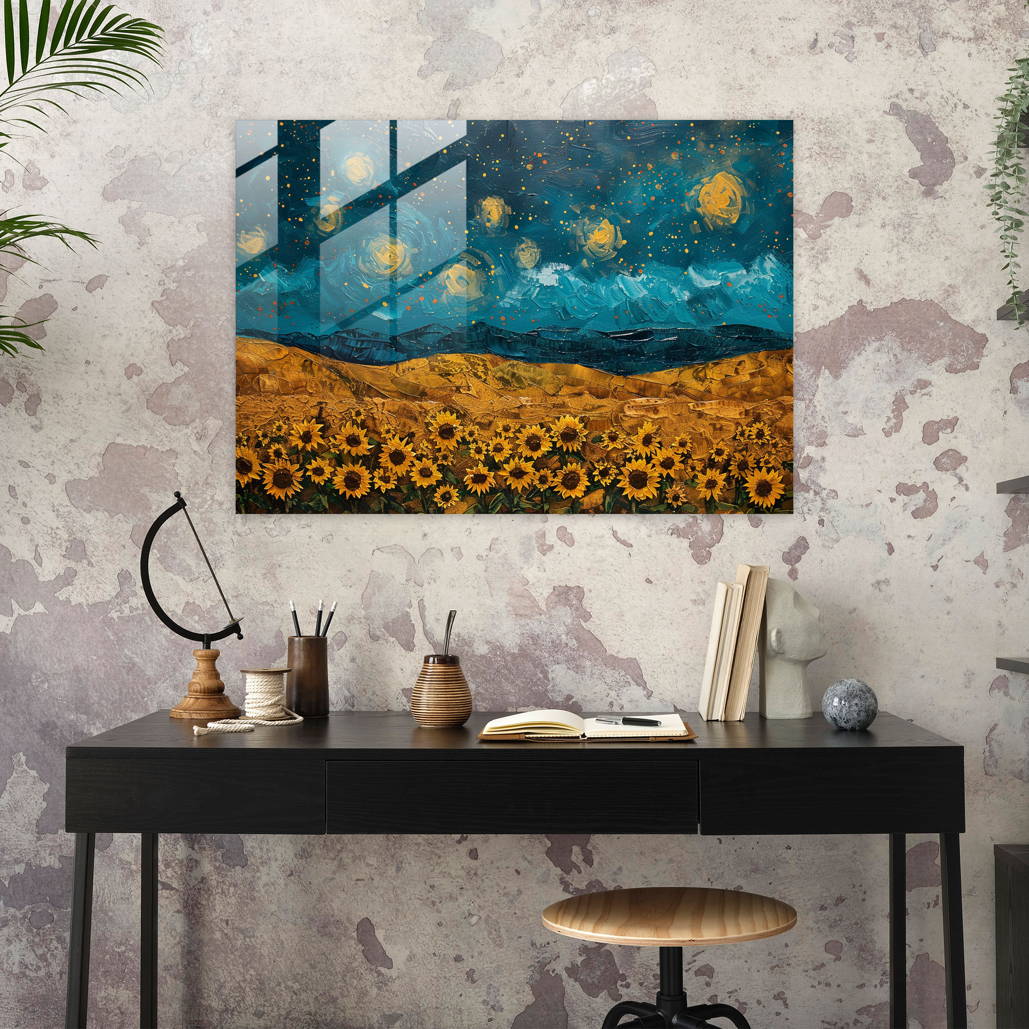 Vincent Van Gogh Glass Print - Starry Night Sky - Vincent Van Gogh, Glass Wall Art, Home Decoration, Vincent Van Gogh