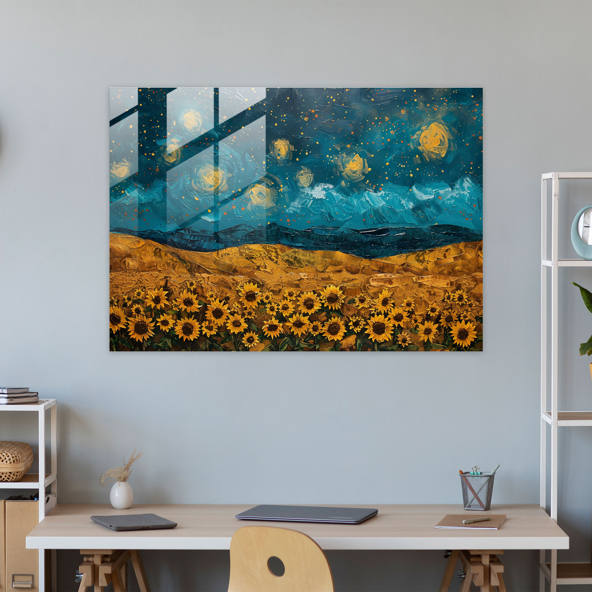 Vincent Van Gogh Glass Print - Starry Night Sky - Vincent Van Gogh, Glass Wall Art, Home Decoration, Vincent Van Gogh