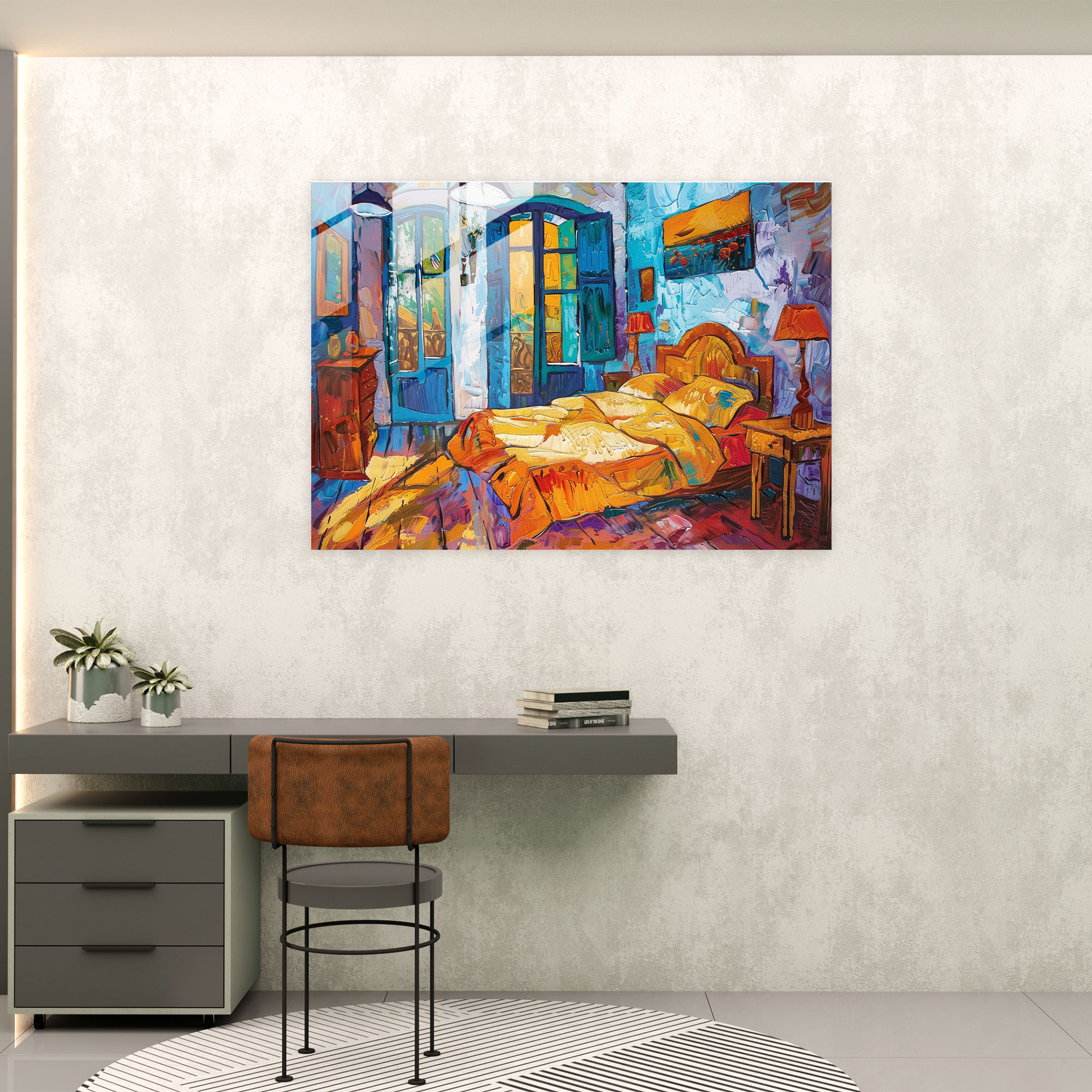 Vincent Van Gogh Glass Print - Cozy Bedroom In Arles - Vincent Van Gogh, Bedroom In Arles, Modern Art, Wall Decoration