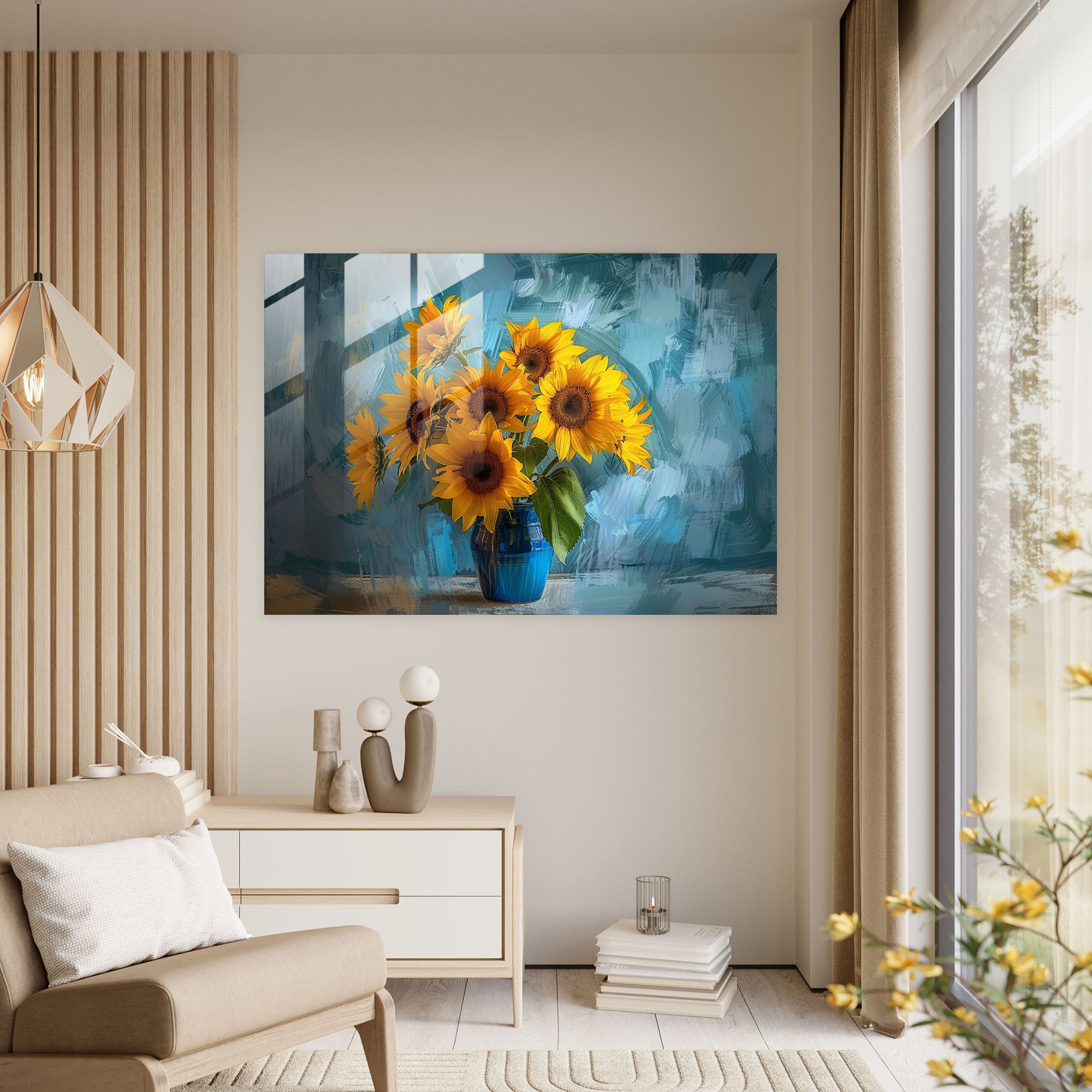 Vincent Van Gogh Glass Wall Art - Bold Sunflowers - Vincent Van Gogh, Vincent Van Gogh, Bold Brushstrokes, Sunflowers
