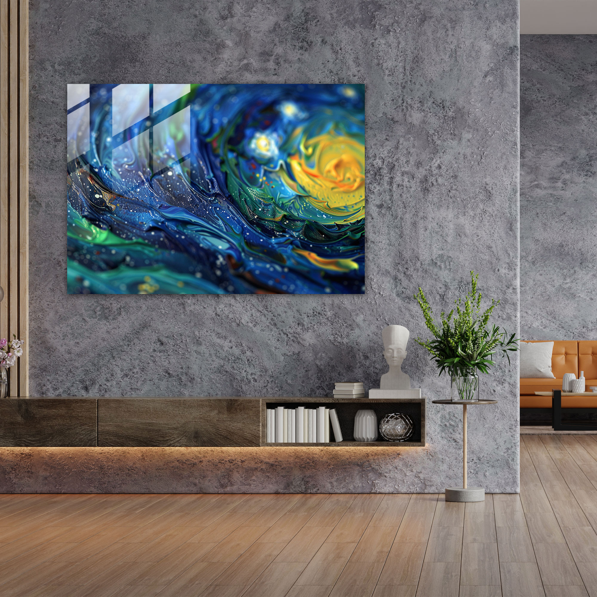 Vincent Van Gogh Glass Print - Starry Night Sky - Vincent Van Gogh, Home Decoration, Glass Wall Art, Modern Art