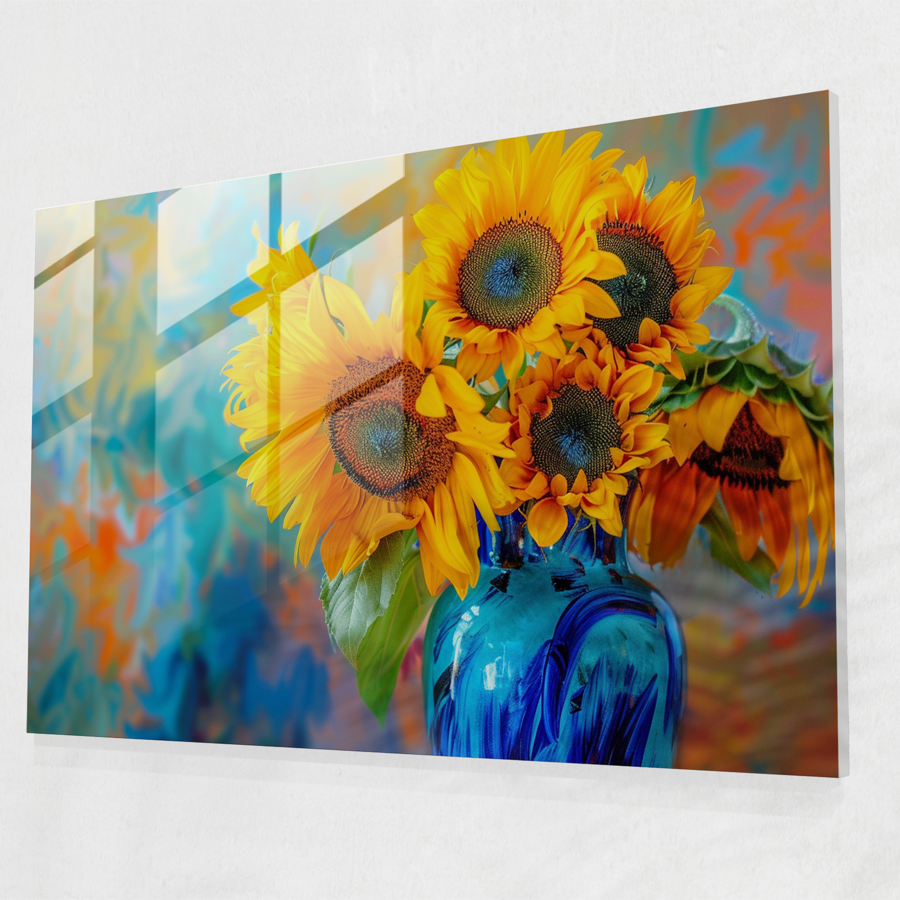 Vincent Van Gogh Glass Wall Art - Sunflowers In A Vase - Vincent Van Gogh, Modern Art, Vincent Van Gogh, Home Decoration