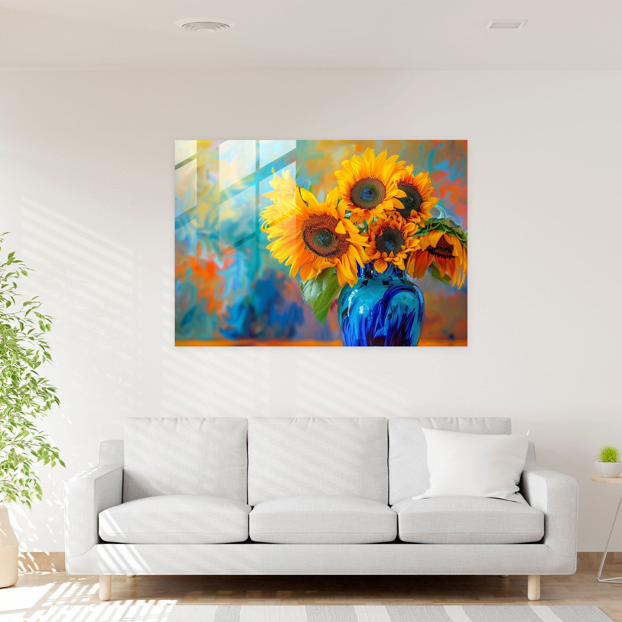 Vincent Van Gogh Glass Wall Art - Sunflowers In A Vase - Vincent Van Gogh, Modern Art, Vincent Van Gogh, Home Decoration