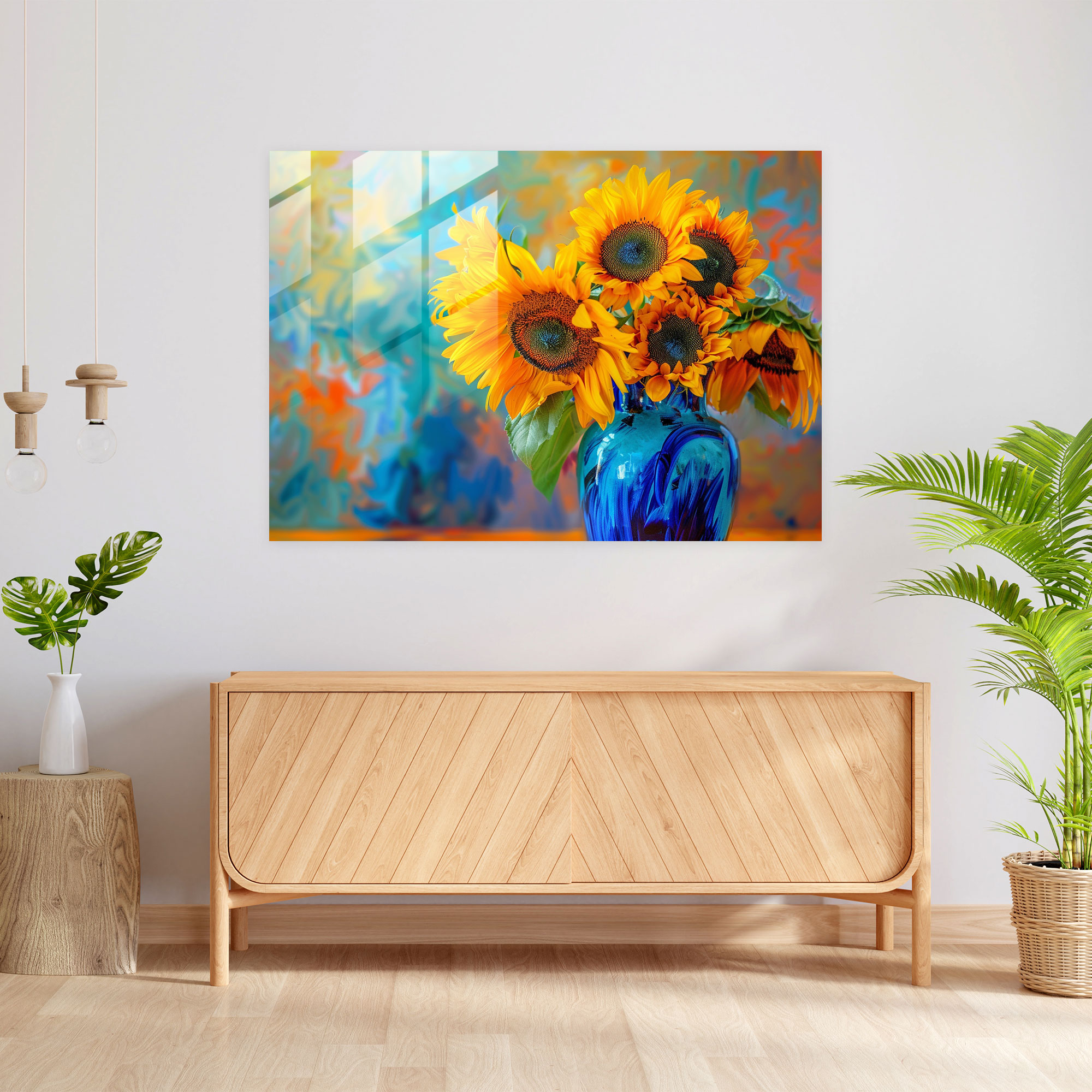 Vincent Van Gogh Glass Wall Art - Sunflowers In A Vase - Vincent Van Gogh, Modern Art, Vincent Van Gogh, Home Decoration