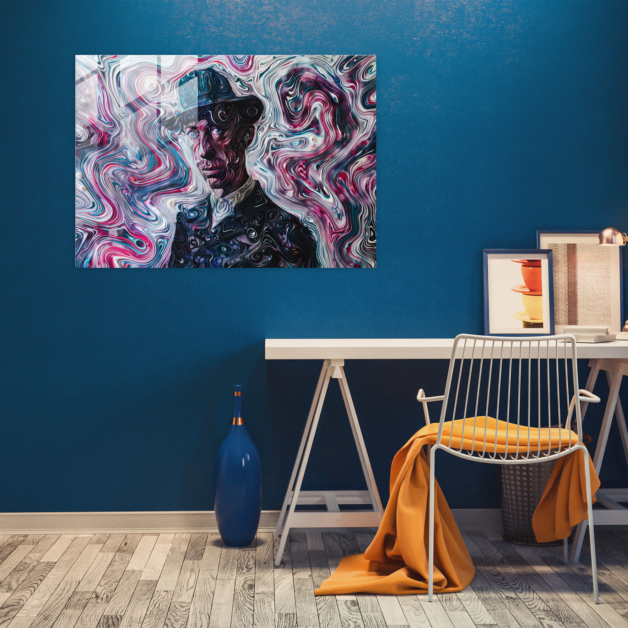 Vincent Van Gogh Glass Print - Swirling Portrait - Vincent Van Gogh, Wall Decoration, Glass Print, Glass Art