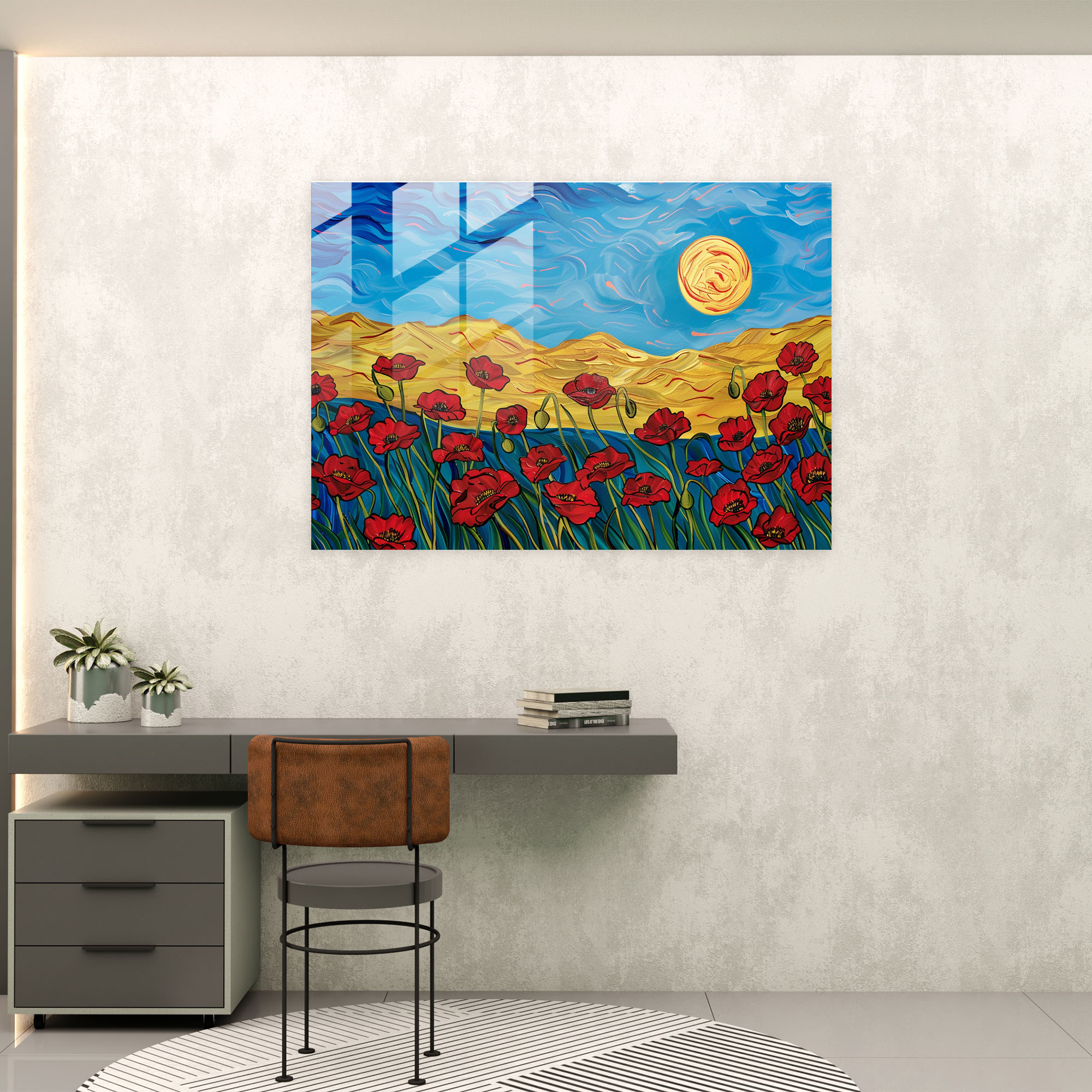 Vincent Van Gogh Glass Wall Art - Field Of Poppies - Vincent Van Gogh, Glass Art, Modern Art, Home Decoration