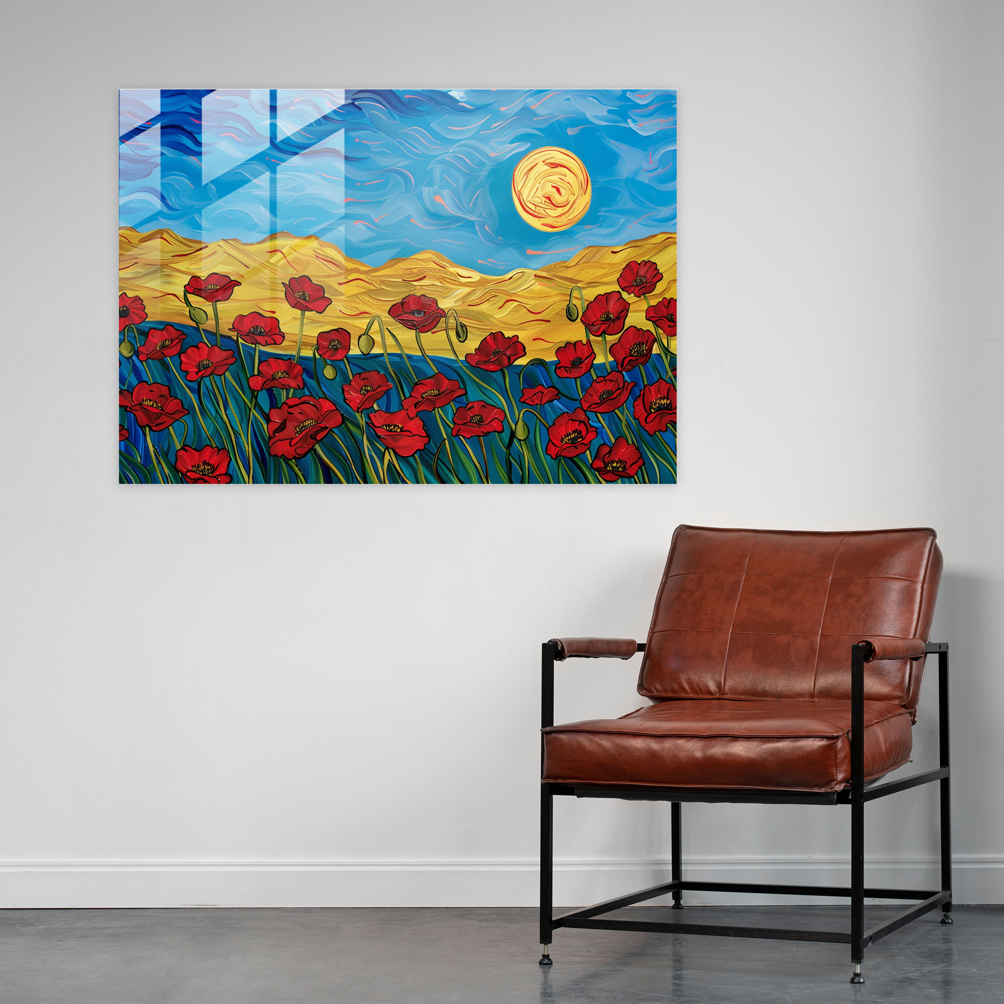 Vincent Van Gogh Glass Wall Art - Field Of Poppies - Vincent Van Gogh, Glass Art, Modern Art, Home Decoration