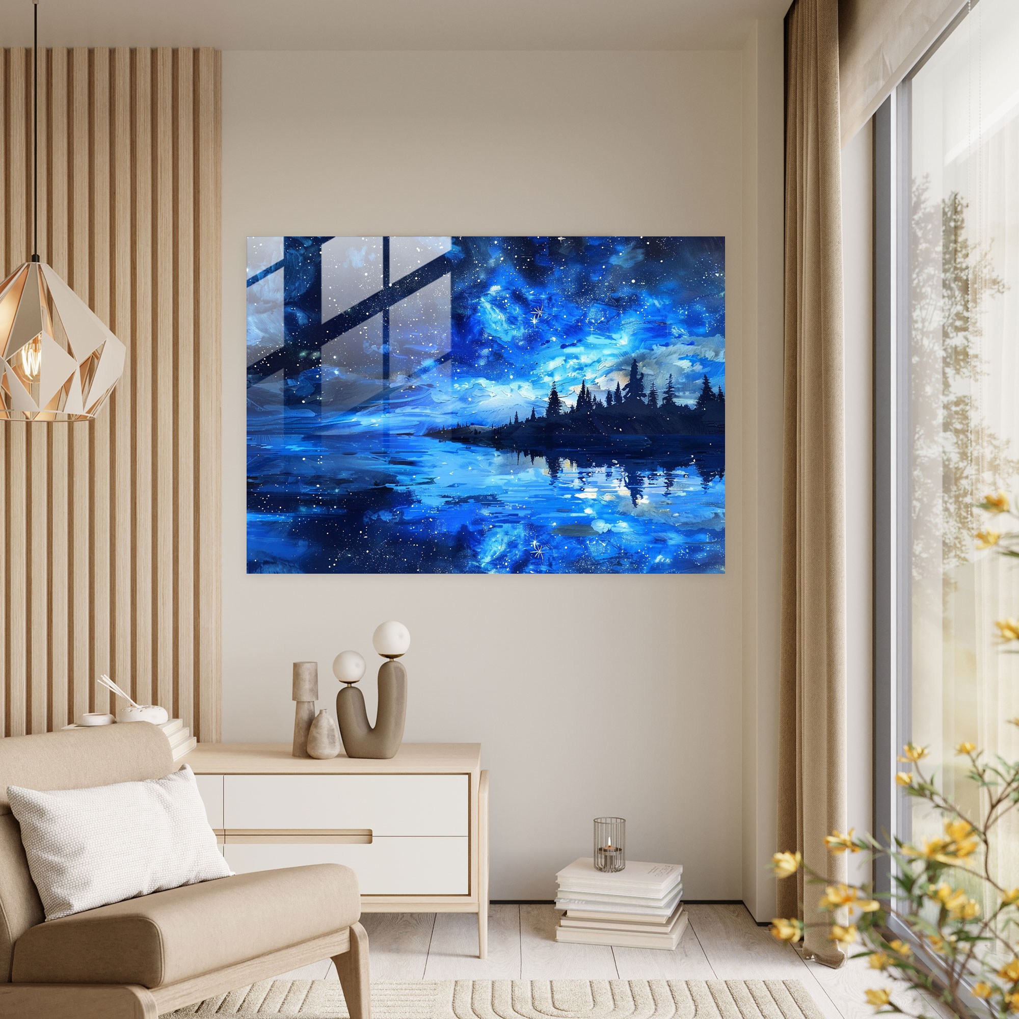 Vincent Van Gogh Glass Print - Night Sky Reflection - Vincent Van Gogh, Glass Print, Wall Decoration, Vincent Van Gogh