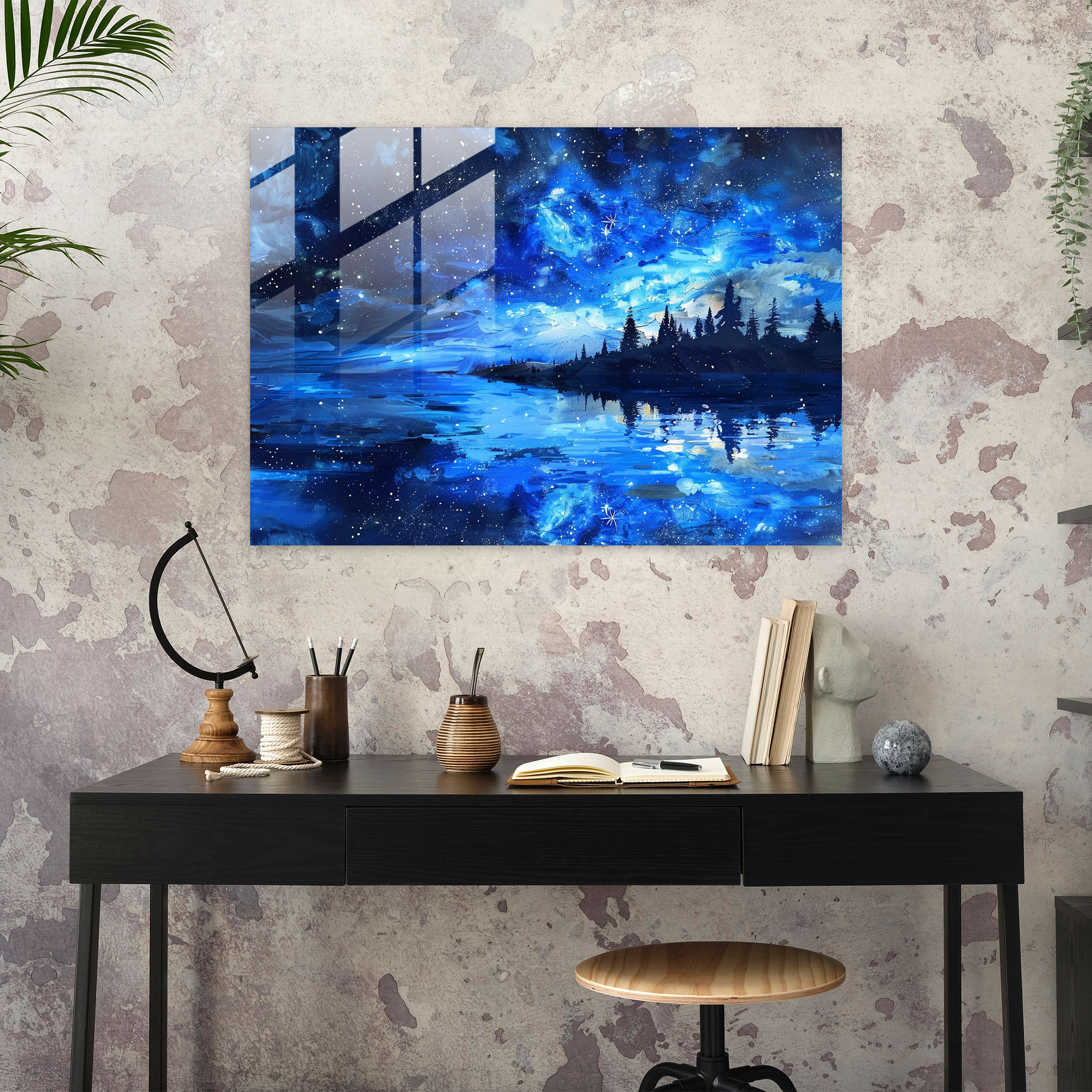 Vincent Van Gogh Glass Print - Night Sky Reflection - Vincent Van Gogh, Glass Print, Wall Decoration, Vincent Van Gogh