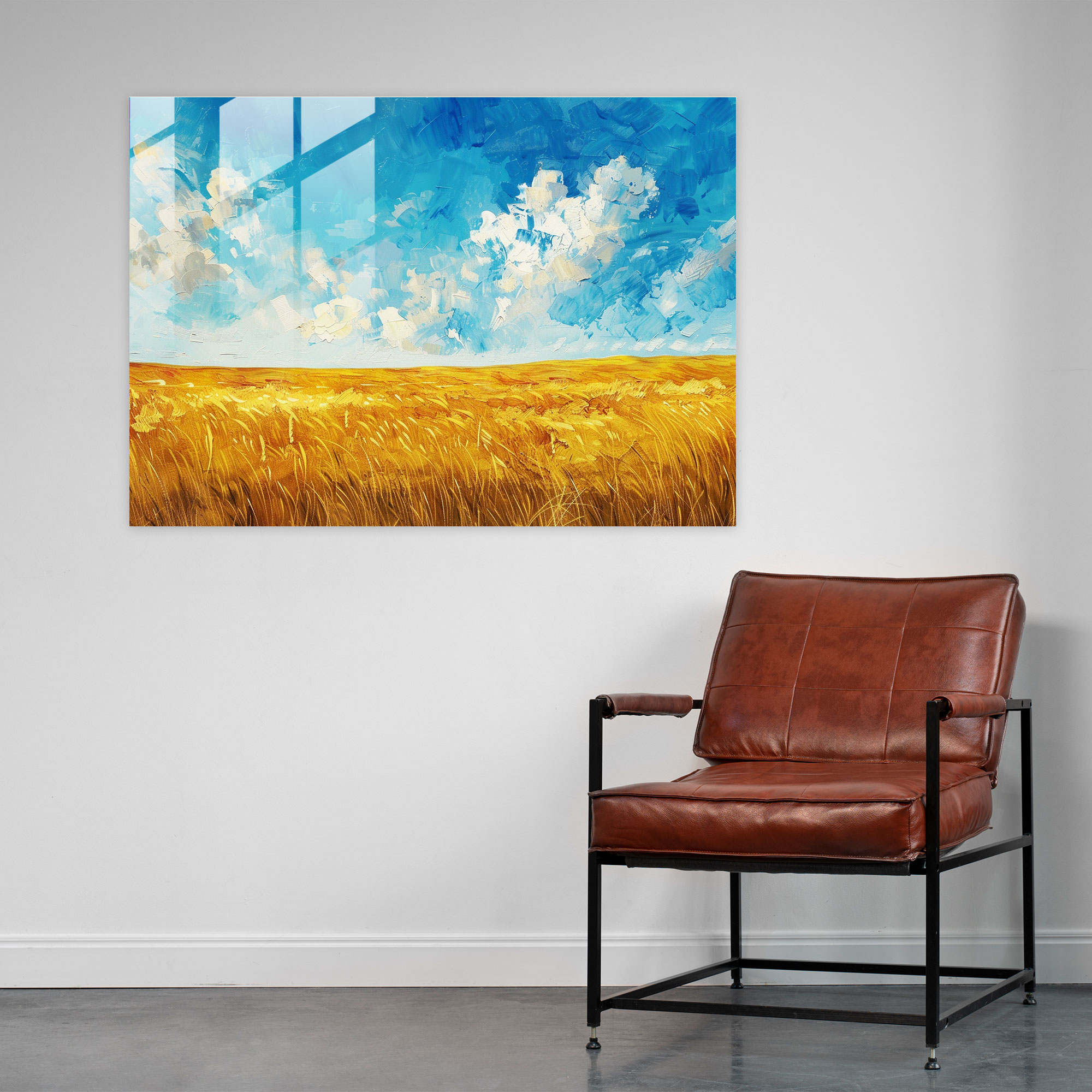 Vincent Van Gogh Home Decoration - Wheat Fields Glass Print - Vincent Van Gogh, Glass Art, Wall Decoration, Home Decoration