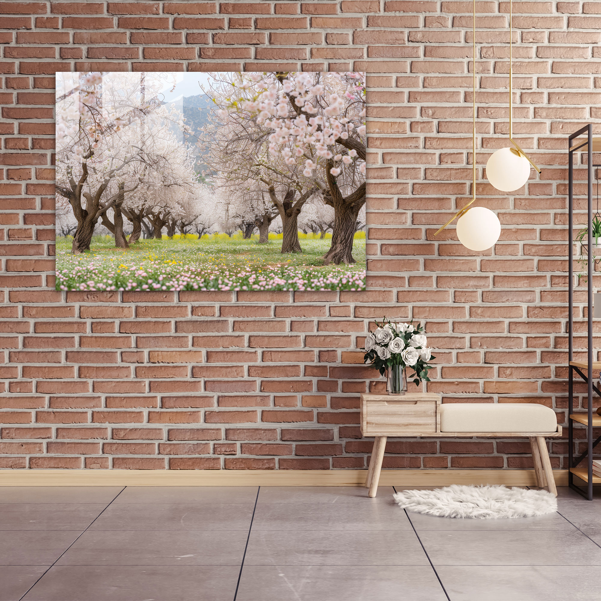 Vincent Van Gogh Home Decoration - Almond Trees Glass Print - Vincent Van Gogh, Vincent Van Gogh, Wall Decoration, Home Decoration
