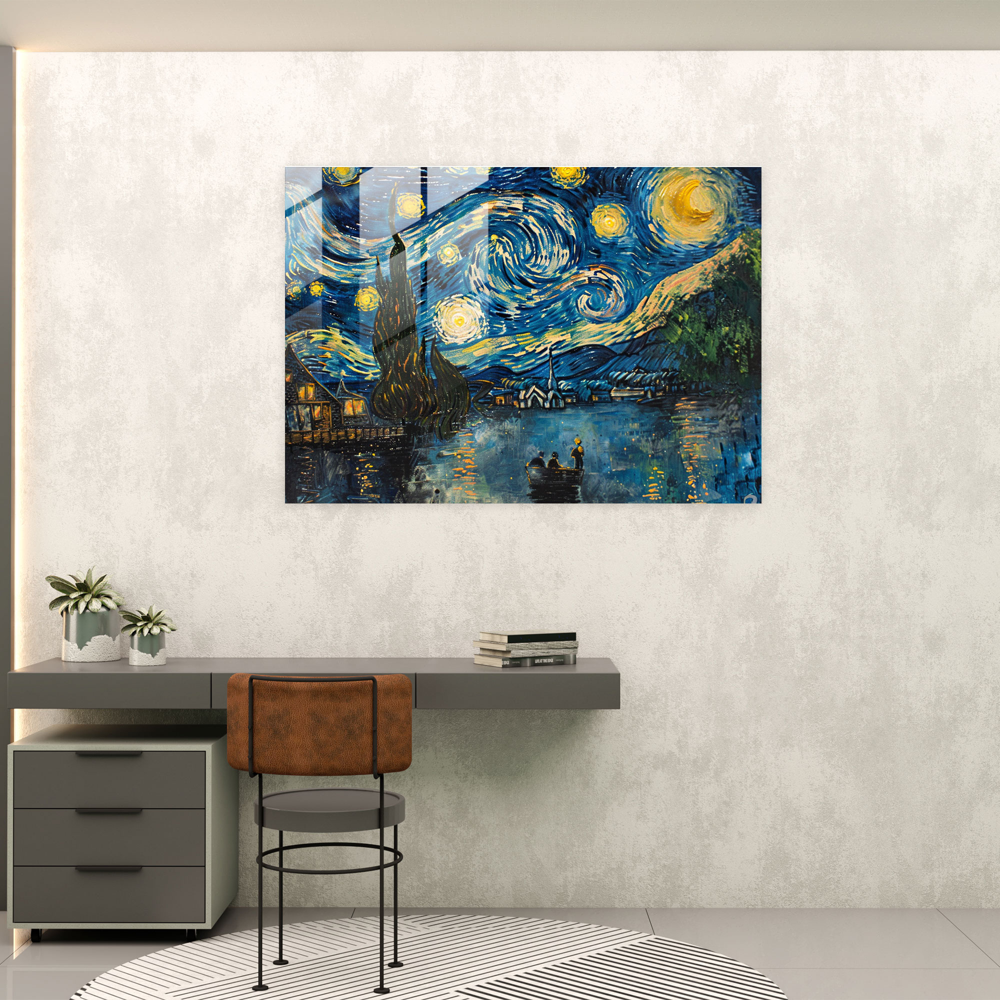 Vincent Van Gogh Glass Print - Starry Night - Vincent Van Gogh, Vincent Van Gogh, Glass Print, Glass Wall Art