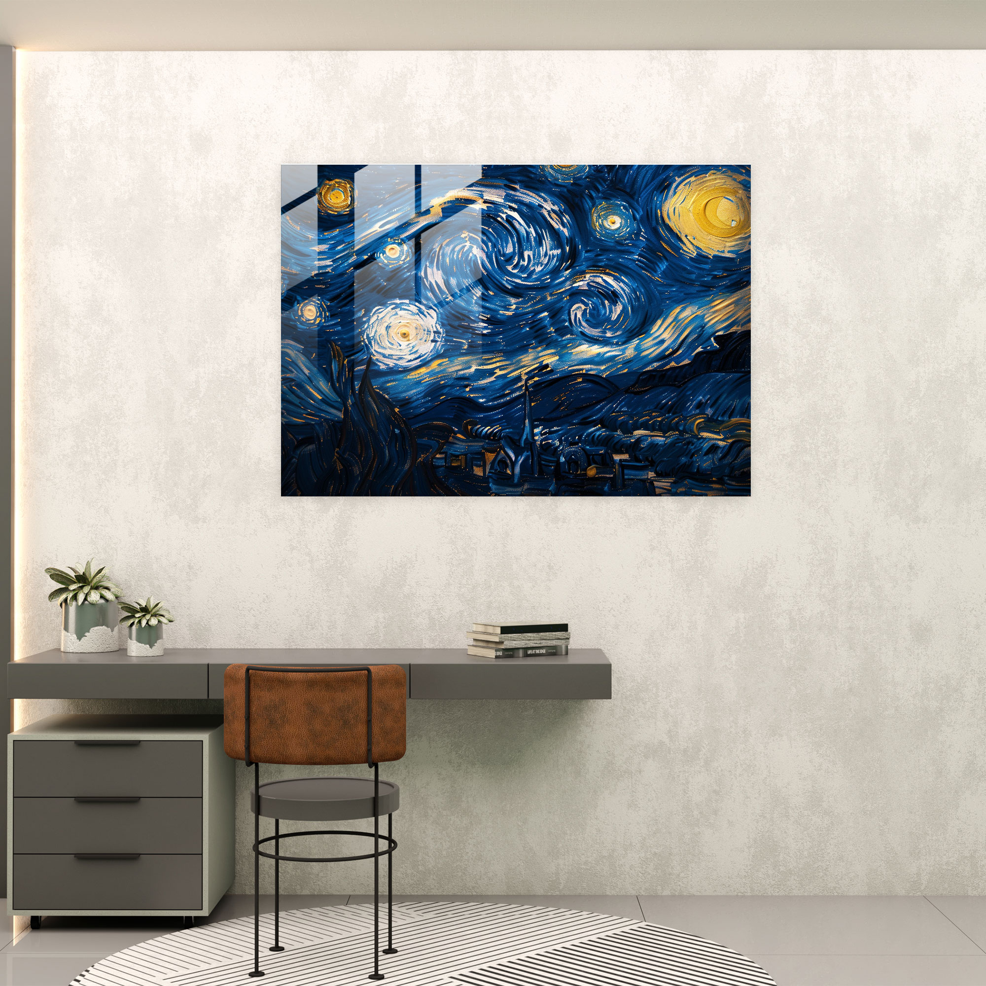 Vincent Van Gogh Glass Print – Starry Night Sky - Vincent Van Gogh, Home Decoration, Abstract Art, Vincent Van Gogh