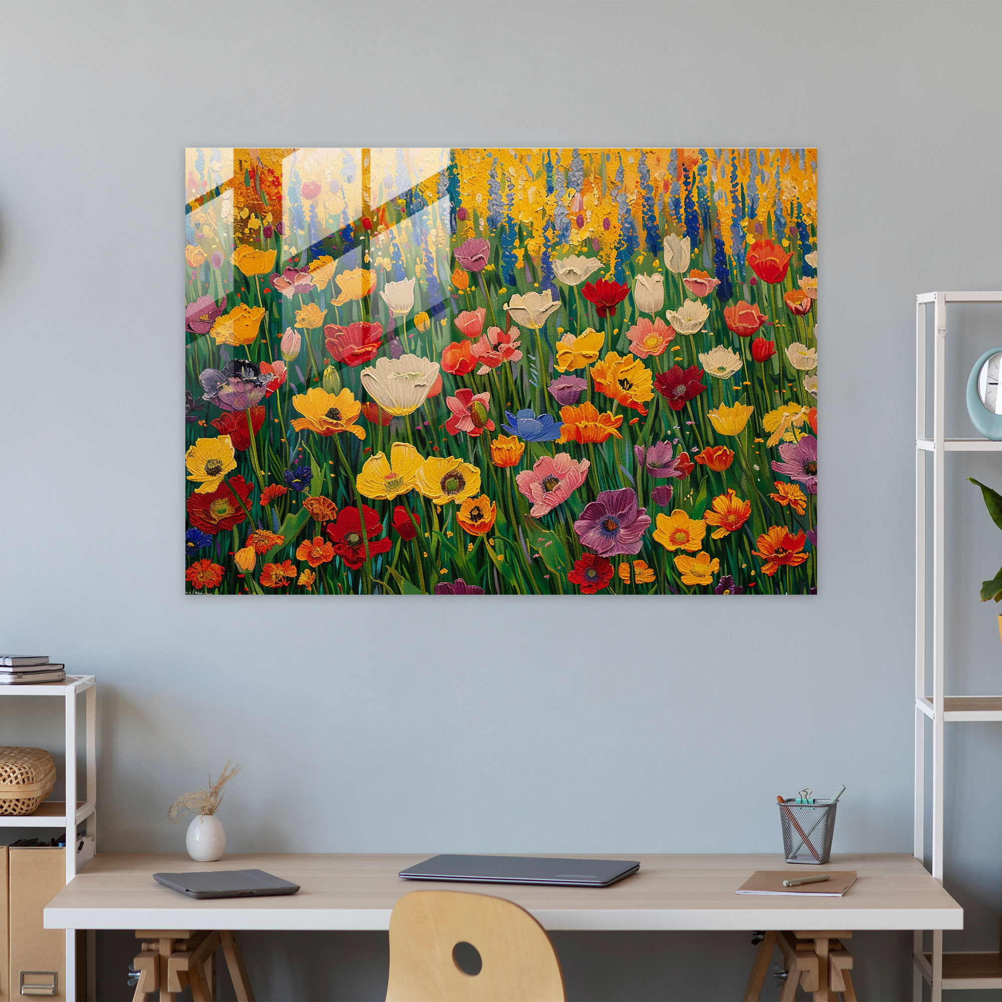 Vincent Van Gogh Glass Wall Art – Vibrant Flower Fields - Vincent Van Gogh, Vincent Van Gogh, Flower Fields, Glass Art