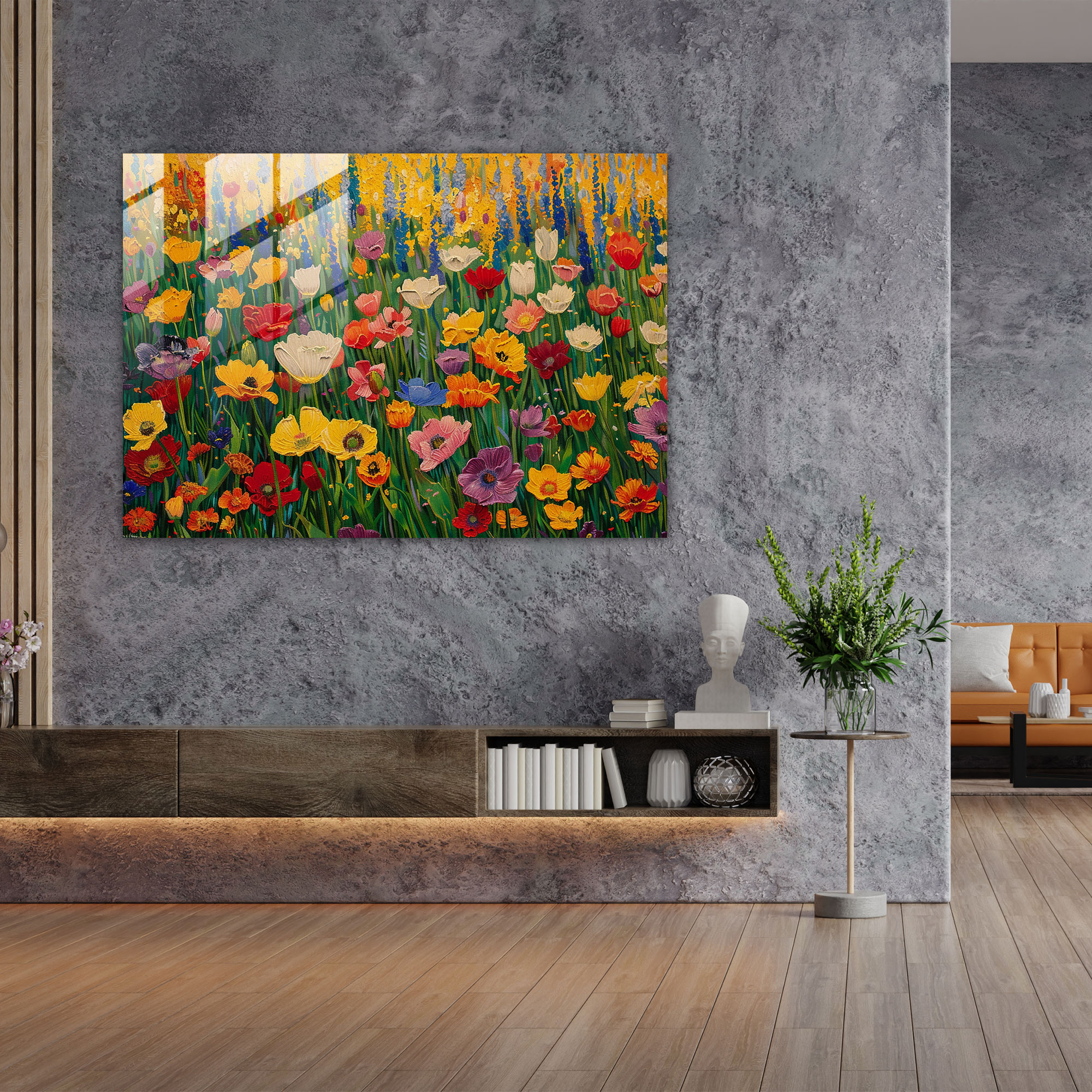 Vincent Van Gogh Glass Wall Art – Vibrant Flower Fields - Vincent Van Gogh, Vincent Van Gogh, Flower Fields, Glass Art