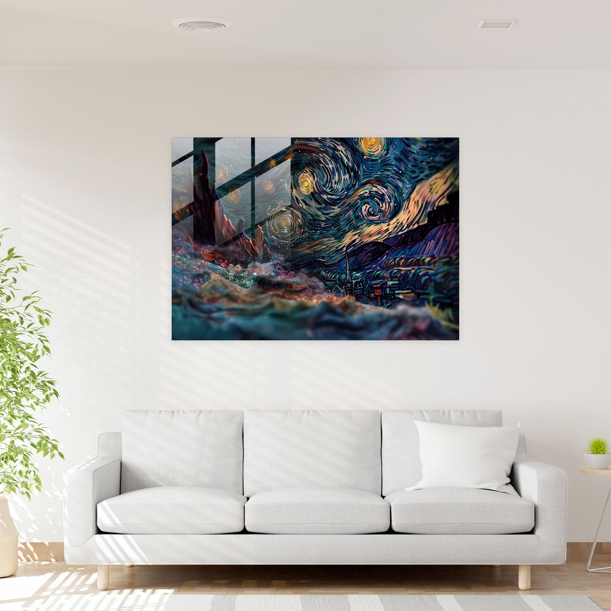 Vincent Van Gogh Glass Print - Starry Night Sky - Vincent Van Gogh, Wall Decoration, Modern Art, Home Decoration