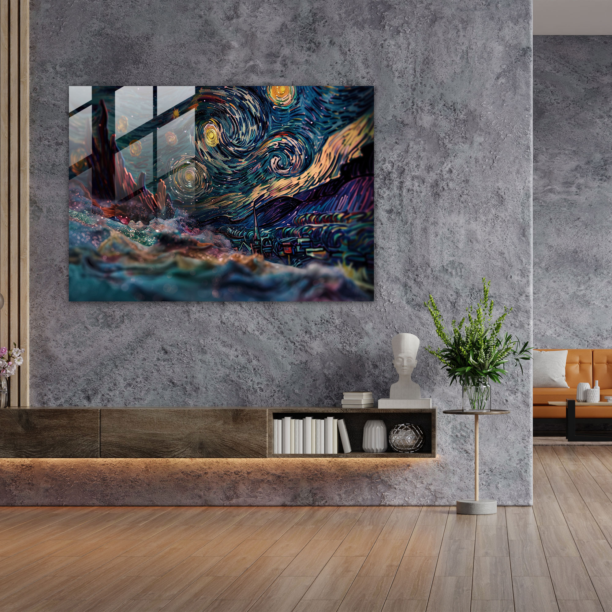 Vincent Van Gogh Glass Print - Starry Night Sky - Vincent Van Gogh, Wall Decoration, Modern Art, Home Decoration
