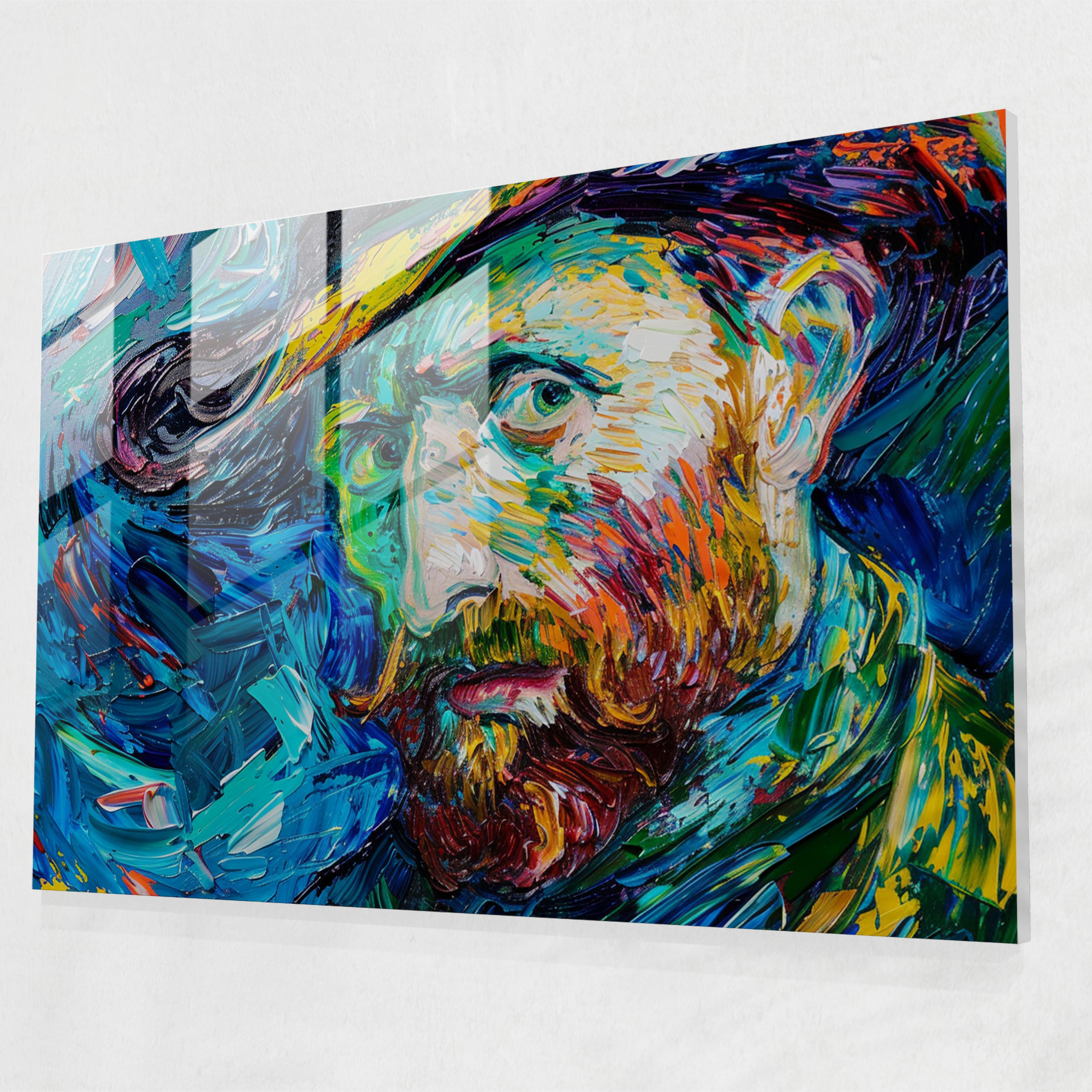 Vincent Van Gogh Glass Wall Art - Self-Portrait With Intense Brush Strokes - Vincent Van Gogh, Modern Art, Home Decoration, Glass Wall Art