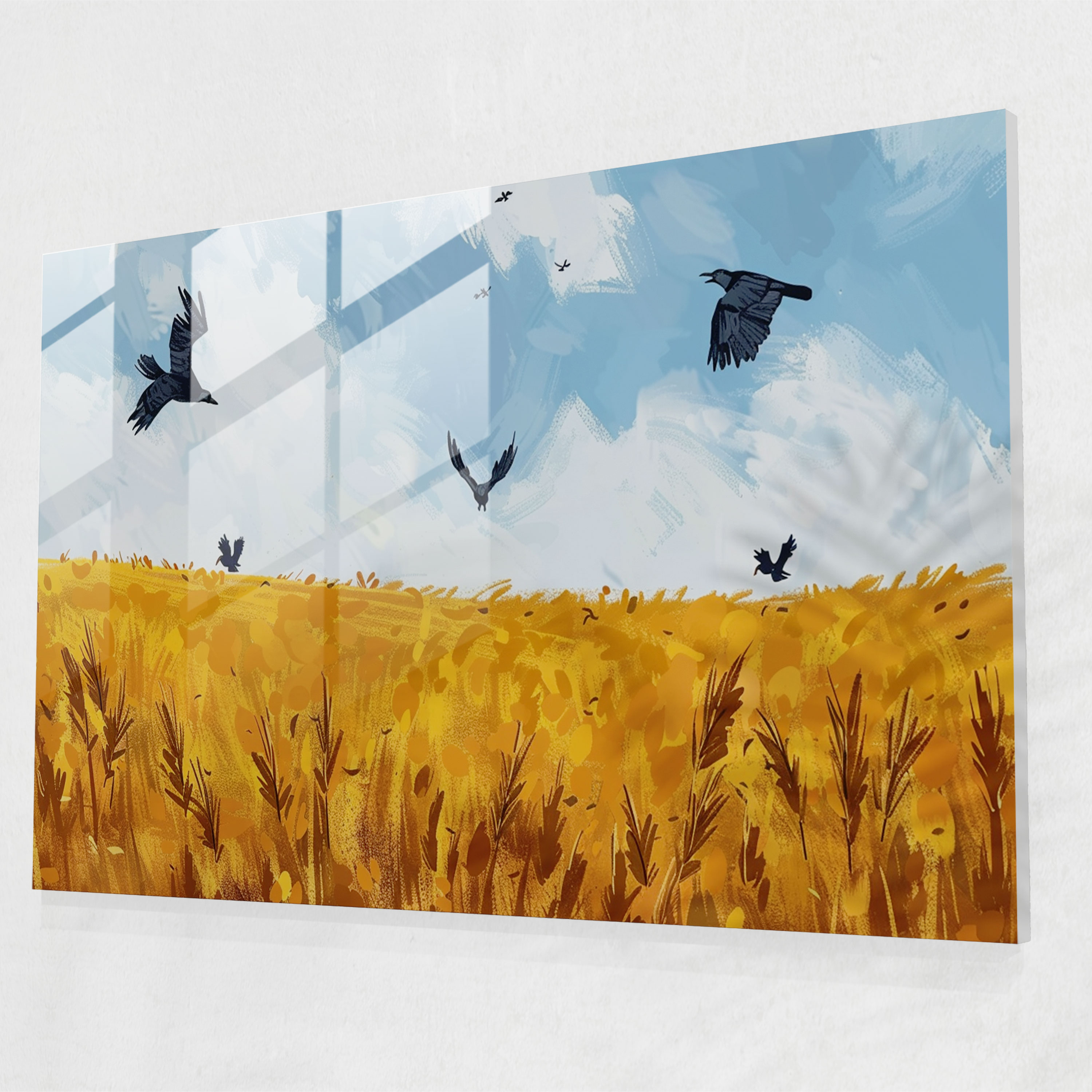 Vincent Van Gogh Glass Print - Wheat Field With Crows - Vincent Van Gogh, Glass Art, Wall Decoration, Glass Print