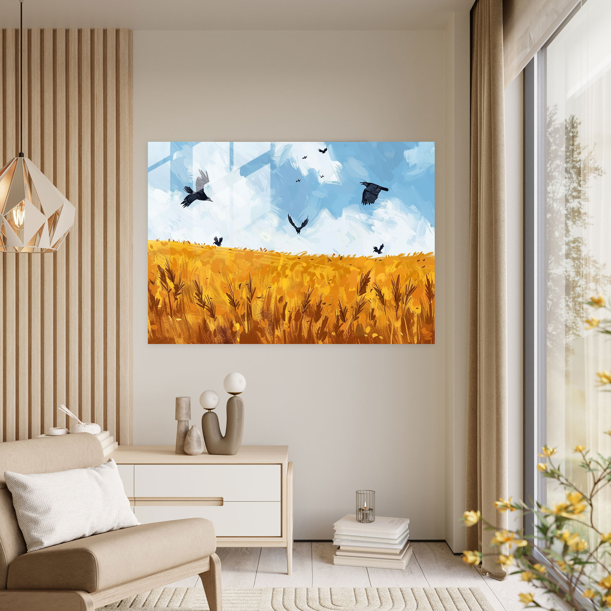Vincent Van Gogh Glass Print - Wheat Field With Crows - Vincent Van Gogh, Glass Art, Wall Decoration, Glass Print