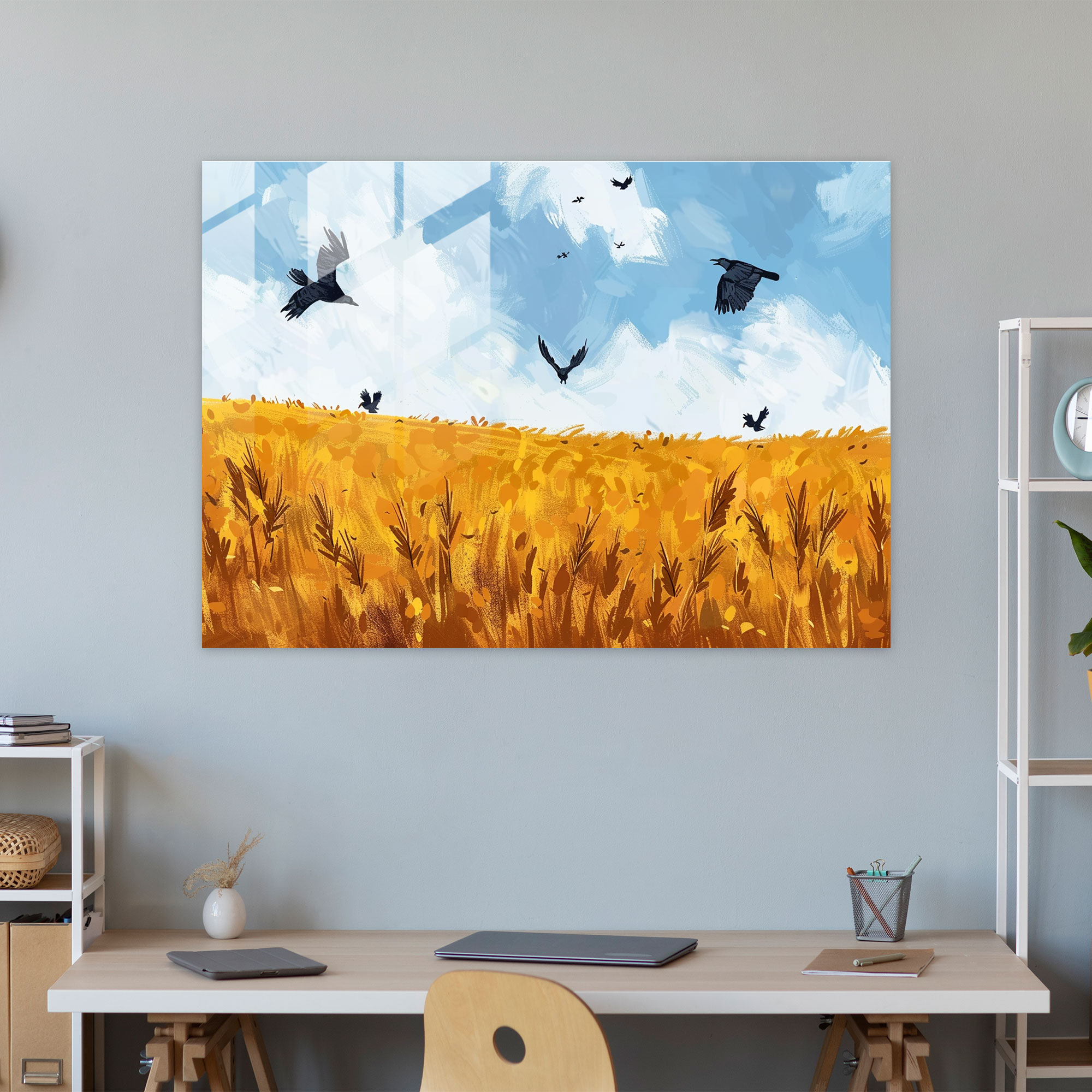Vincent Van Gogh Glass Print - Wheat Field With Crows - Vincent Van Gogh, Glass Art, Wall Decoration, Glass Print