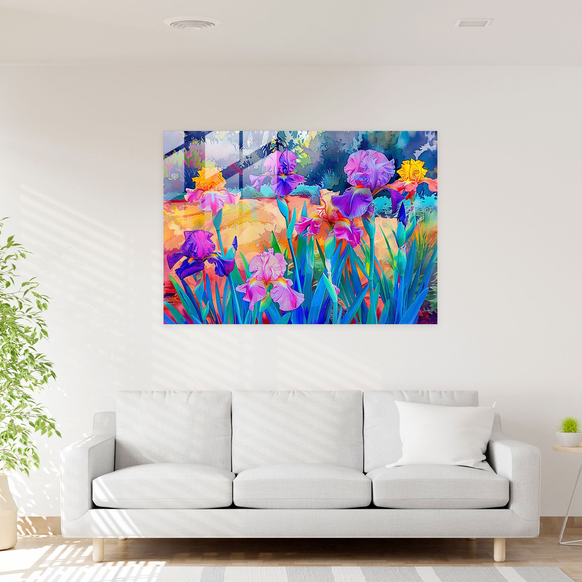 Vincent Van Gogh Glass Wall Art - Blooming Irises - Vincent Van Gogh, Vincent Van Gogh, Wall Decoration, Glass Print