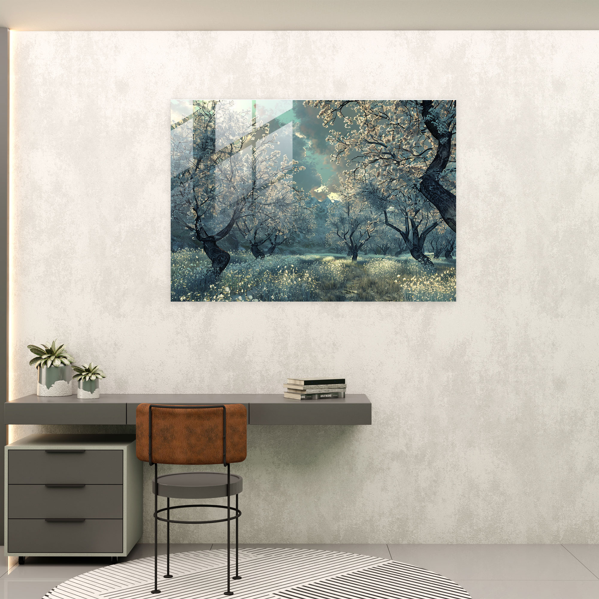 Vincent Van Gogh Glass Wall Art - Blossoming Almond Trees - Vincent Van Gogh, Modern Art, Wall Decoration, Home Decoration