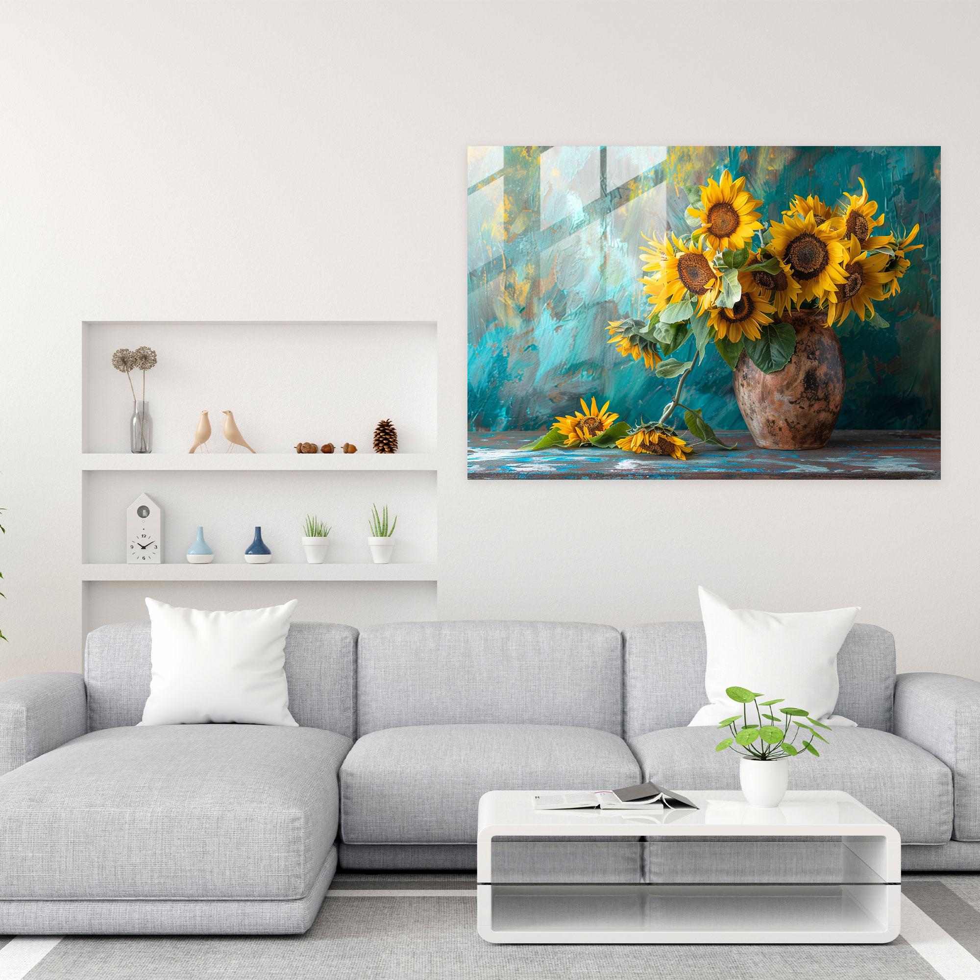 Vincent Van Gogh Glass Print - Vibrant Sunflower Bouquet - Vincent Van Gogh, Vincent Van Gogh, Glass Art, Home Decoration
