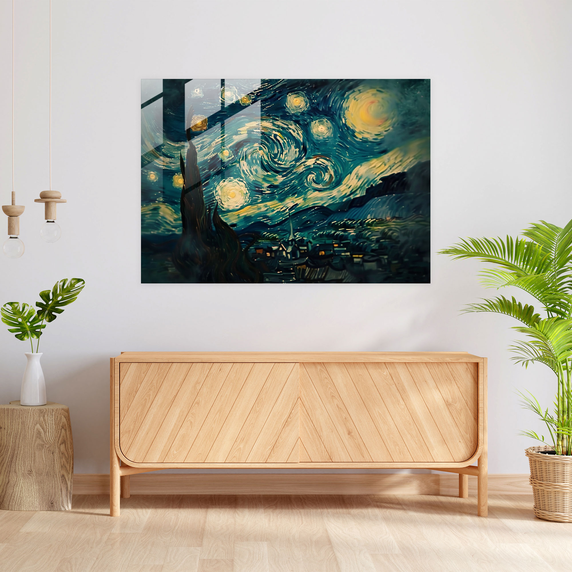 Vincent Van Gogh Glass Print - Starry Night Sky - Vincent Van Gogh, Glass Print, Wall Decoration, Modern Art