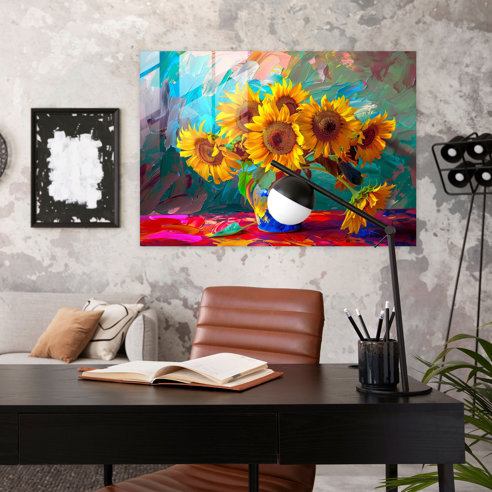 Vincent Van Gogh Glass Wall Art - Sunflowers In A Vase - Vincent Van Gogh, Vincent Van Gogh, Home Decoration, Glass Wall Art