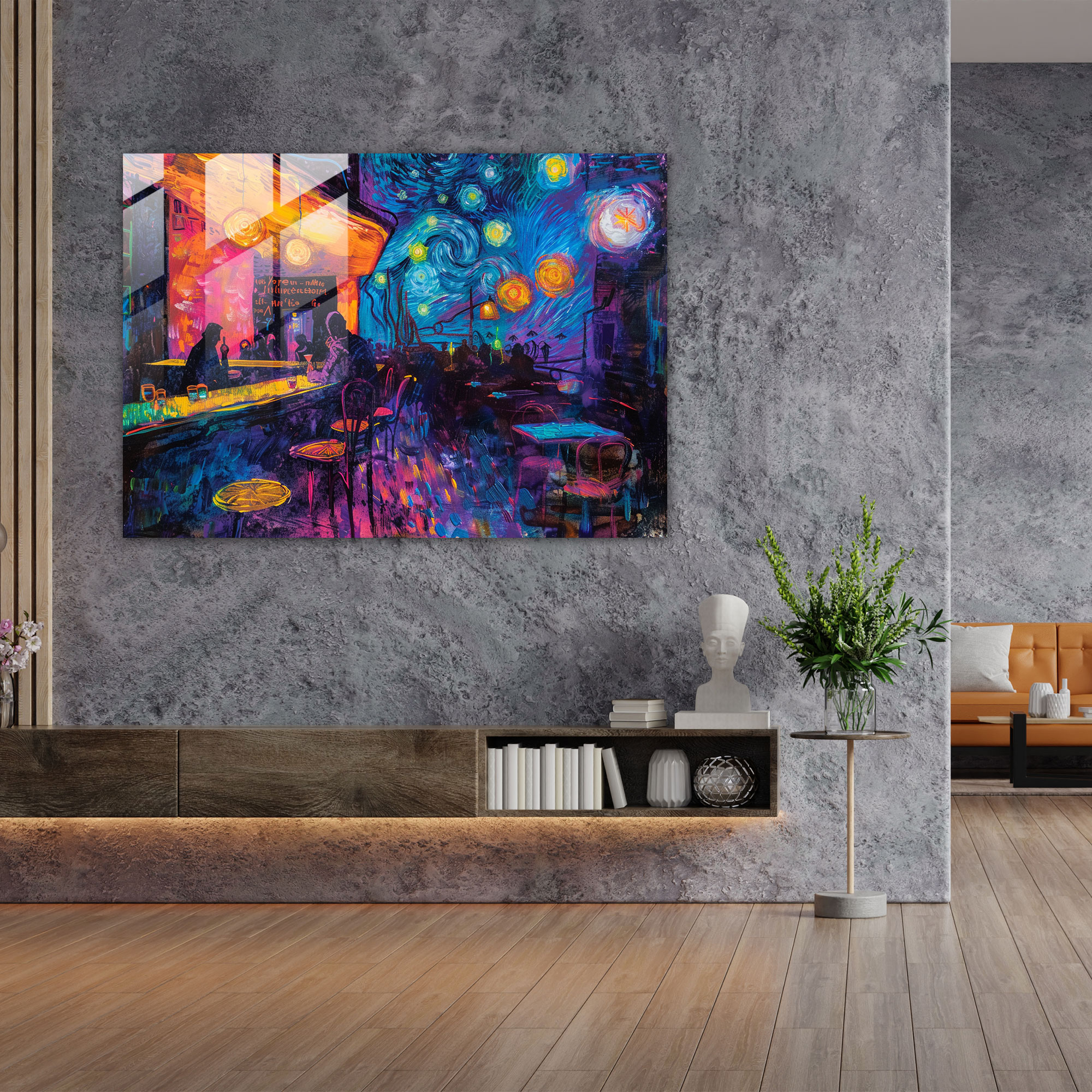 Vincent Van Gogh Modern Art - Night Cafe Scene - Vincent Van Gogh, Home Decoration, Glass Print, Modern Art