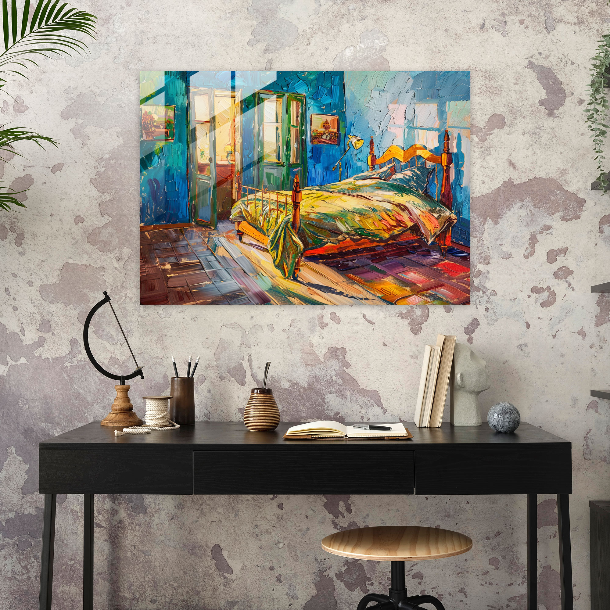 Vincent Van Gogh Glass Wall Art - Bedroom In Arles - Vincent Van Gogh, Glass Wall Art, Modern Art, Glass Art